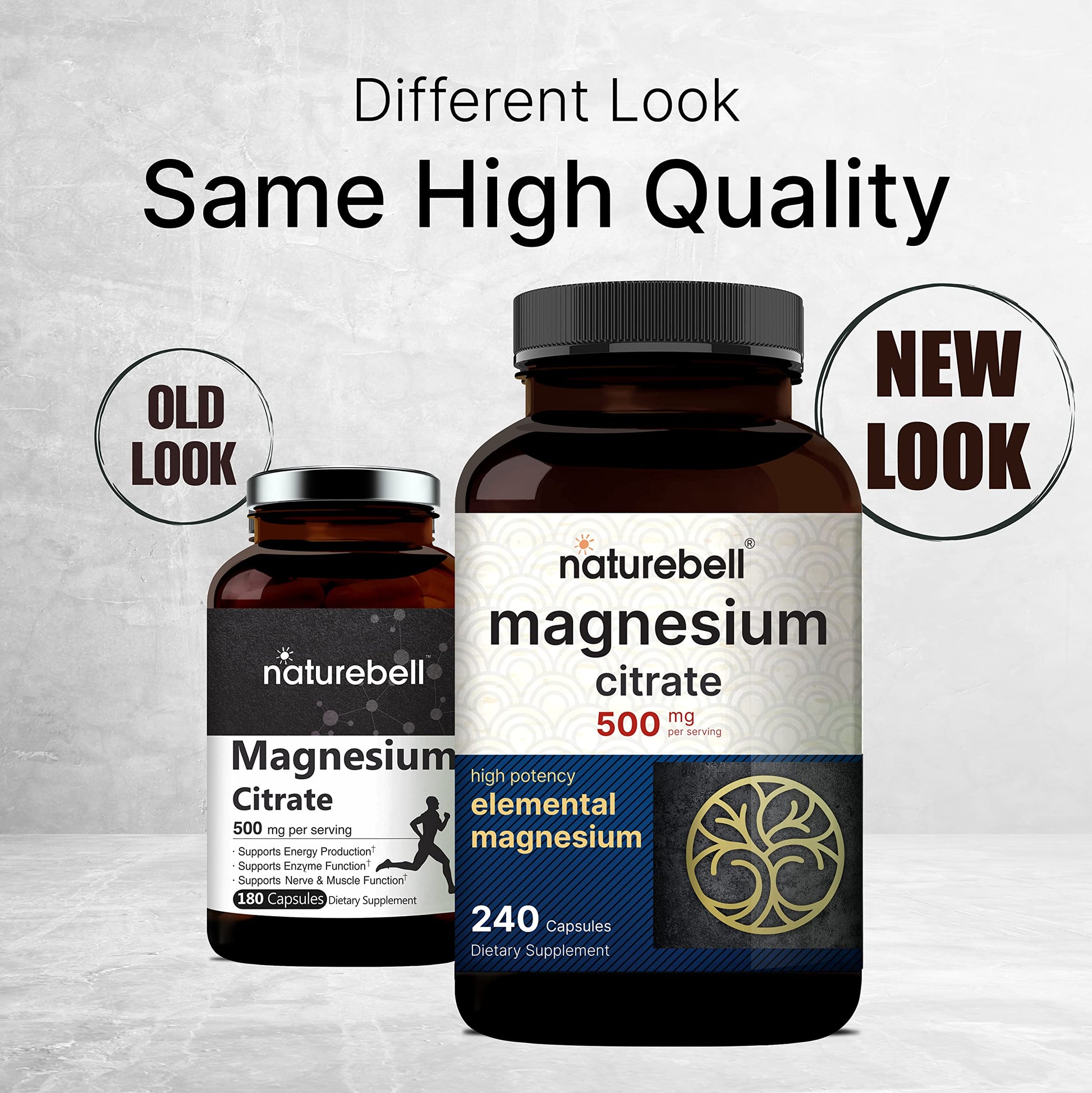 Magnesium Citrate 500mg, 240 Capsules (Citrato de Magnesio) | High Purity Elemental NatureBell Au supplements