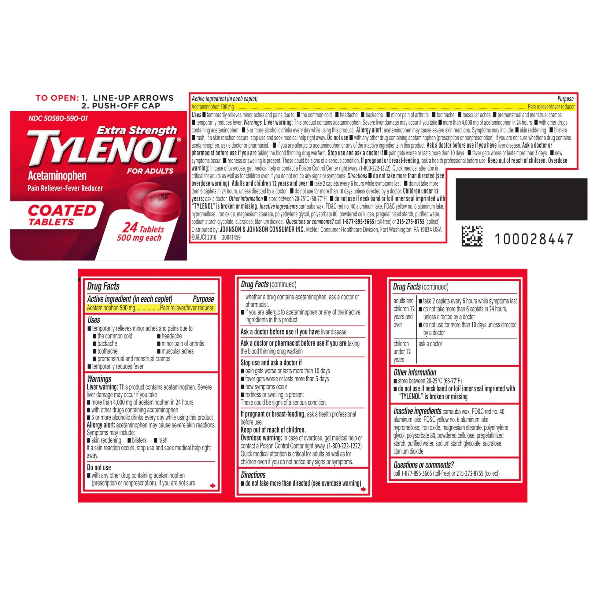 Tylenol Extra Strength Pain Reliever & Fever Reducer, Round Coated Tablets, 500 mg Acetaminophen Pain Relief Pills for Headache, Toothache & Minor Arthritis Pain, 24 ct Tylenol Au supplements
