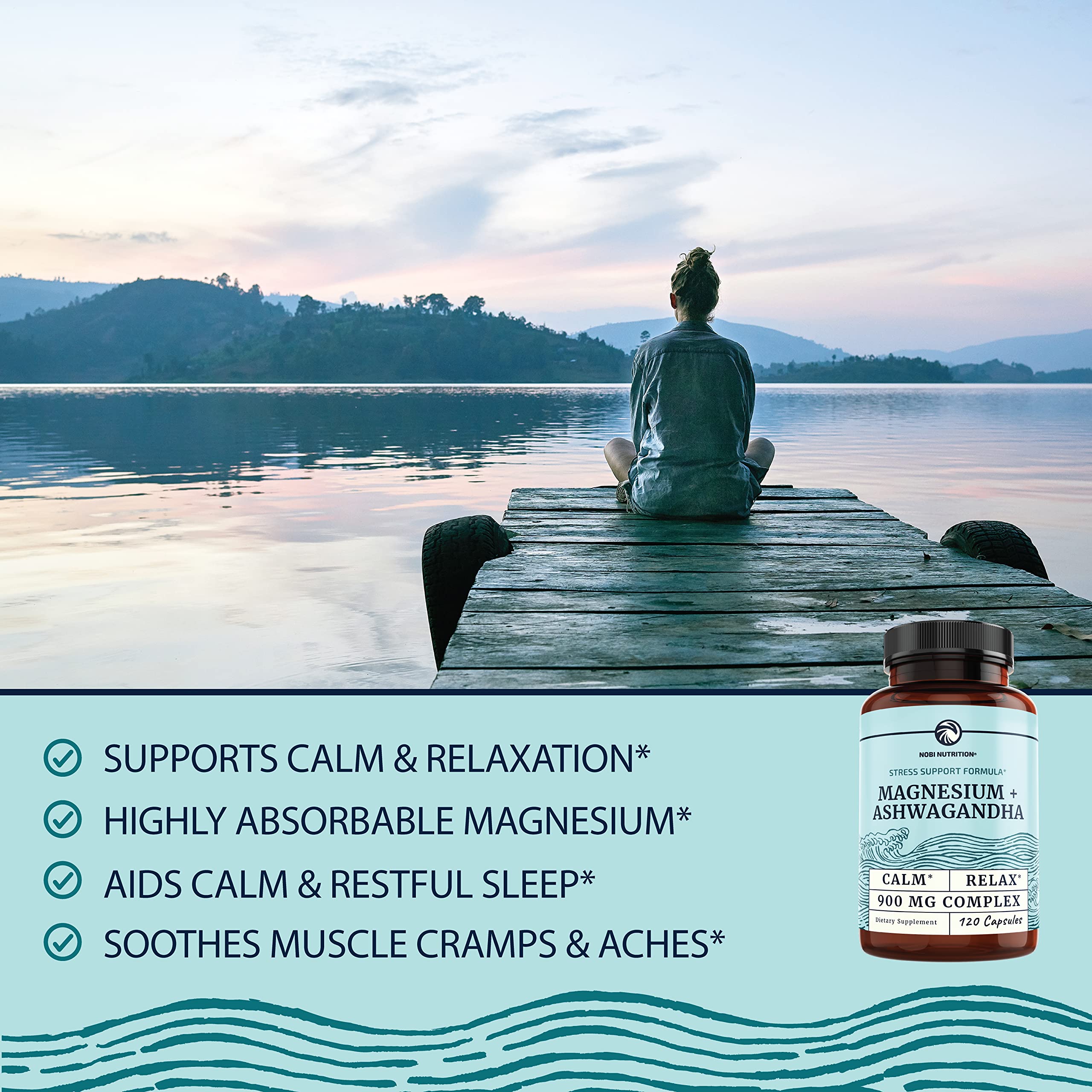 Magnesium Ashwagandha | Calming Magnesium Supplement for Adults | Relax, Rest Nobi Nutrition Au supplements