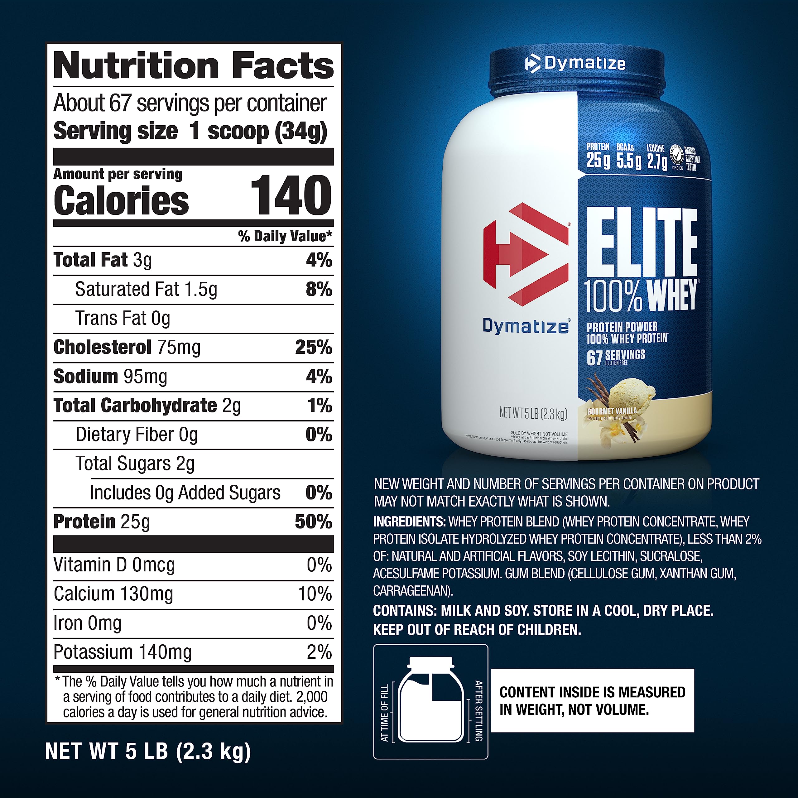Dymatize Elite 100% Whey Protein Powder, 25g Protein, 5.5g BCAAs & 2.7g L-Leucine Dymatize Au supplements