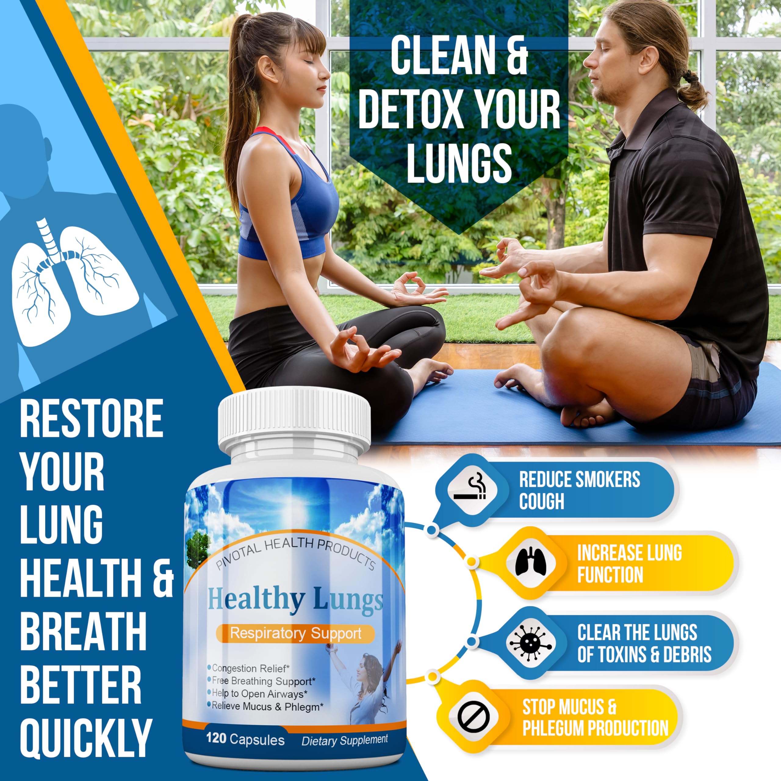 Healthy Lungs 120 Capsules - Improve Lung Function, Breathe Better, Stop Mucus, Phlegm and Allergies Quickly. Get Relief Fast with Healthy Lungs an All Natural Lung Health Supplement Serrasolv 360 Au supplements