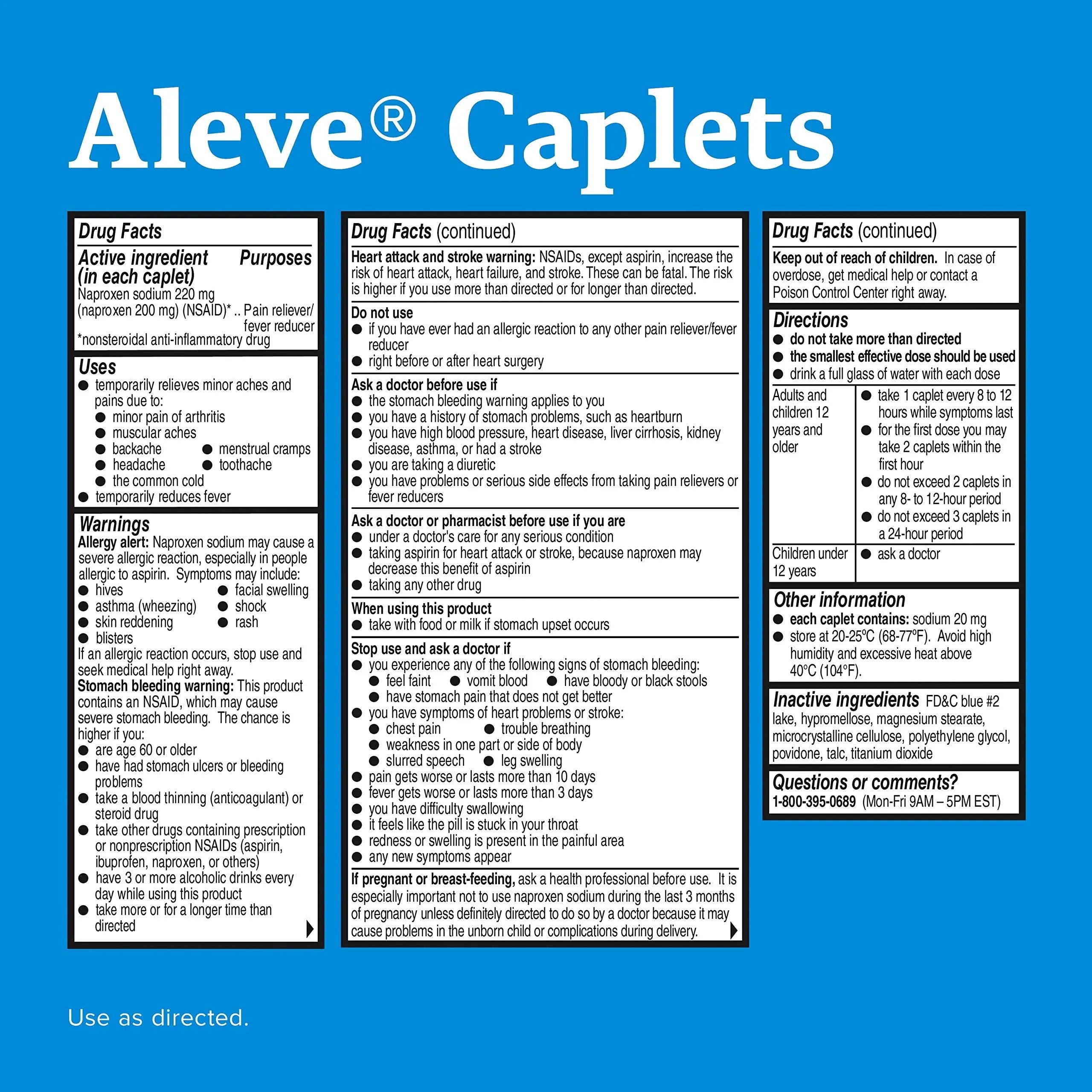 Aleve Caplets, Naproxen Sodium 220 mg (NSAID), Pain Reliever/Fever Reducer, #1 Orthopedic Surgeon Recommended, 270 Count Aleve Au supplements