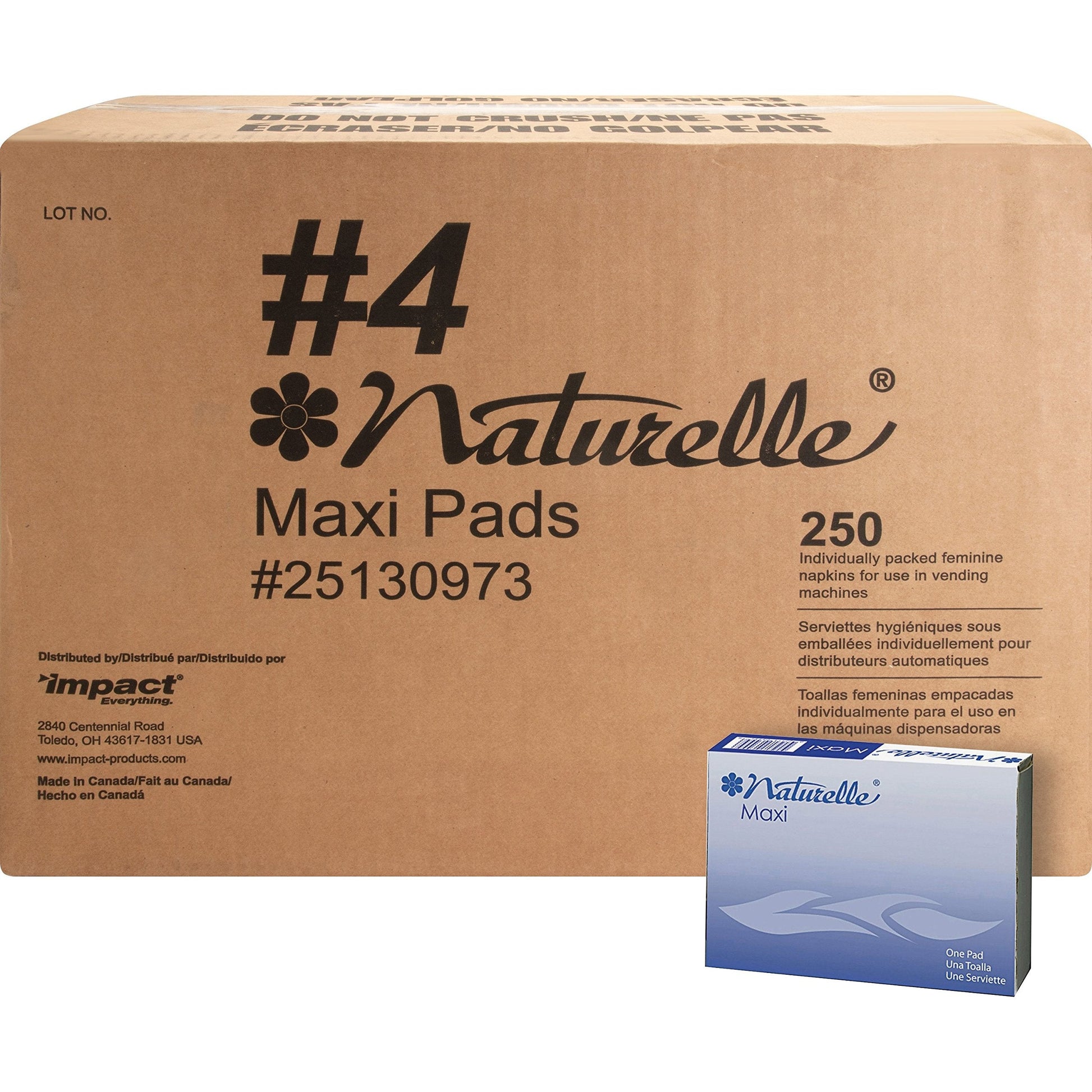 Impact Products 25130973 Maxi Pads, Naturelle, Regular, Vendor Refills, WE Rochester Midland Au supplements
