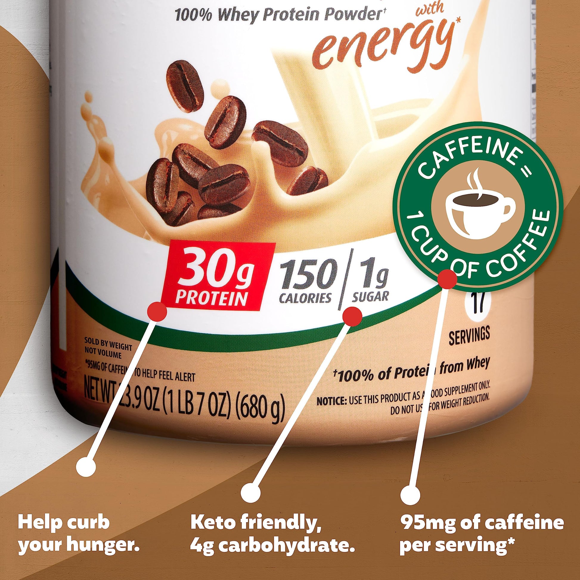 Premier Protein Powder, Cafe Latte , 30g Protein, 1g Sugar, 100% Whey Protein Premier Protein Au supplements