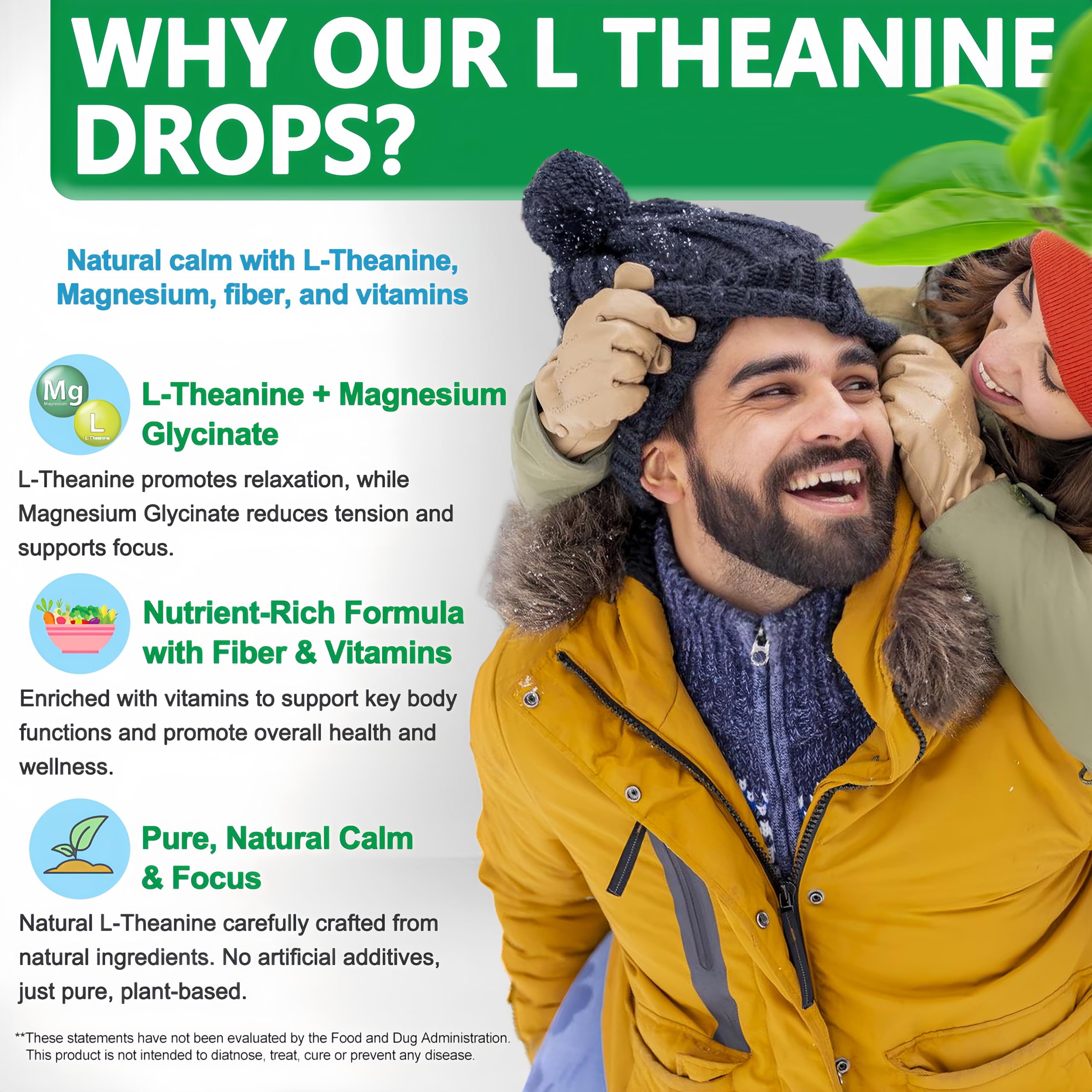 L Theanine Drops, Liquid L-Theanine Supplement 200mg w/Magnesium Glycinate,Vitamins,Fiber for Relaxation,Sleep,Digestion, Calm,High Absorption Mood Support for Adults & Kids,Plant Based,Non-GMO Vita letuo Au supplements