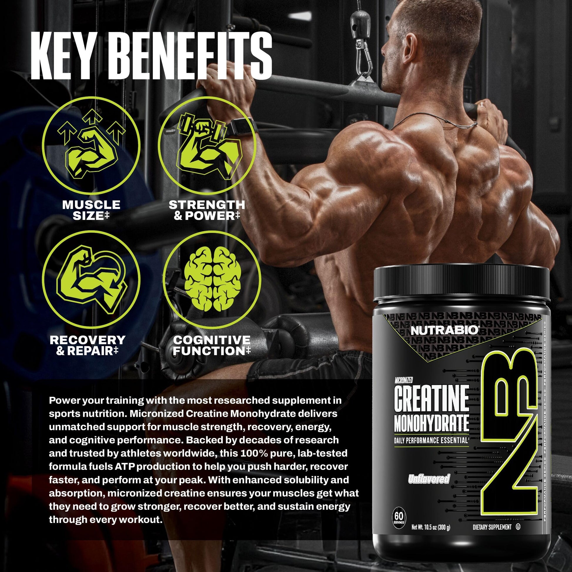 NutraBio Pure Micronized Creatine Monohydrate Powder Supplement, Unflavored, (300 g) - Supports Bulk Muscle Energy, Recovery, and Strength - HPLC Tested Creatine Powder Supplement for Men and Women NutraBio Au supplements