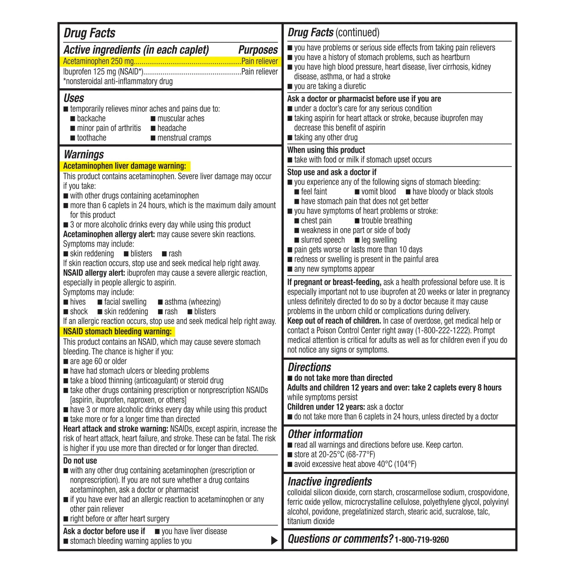 GoodSense Dual Action Acetaminophen and Ibuprofen (NSAID) Tablets, 250 mg/125 mg, Back Pain, 72 Count GoodSense Au supplements