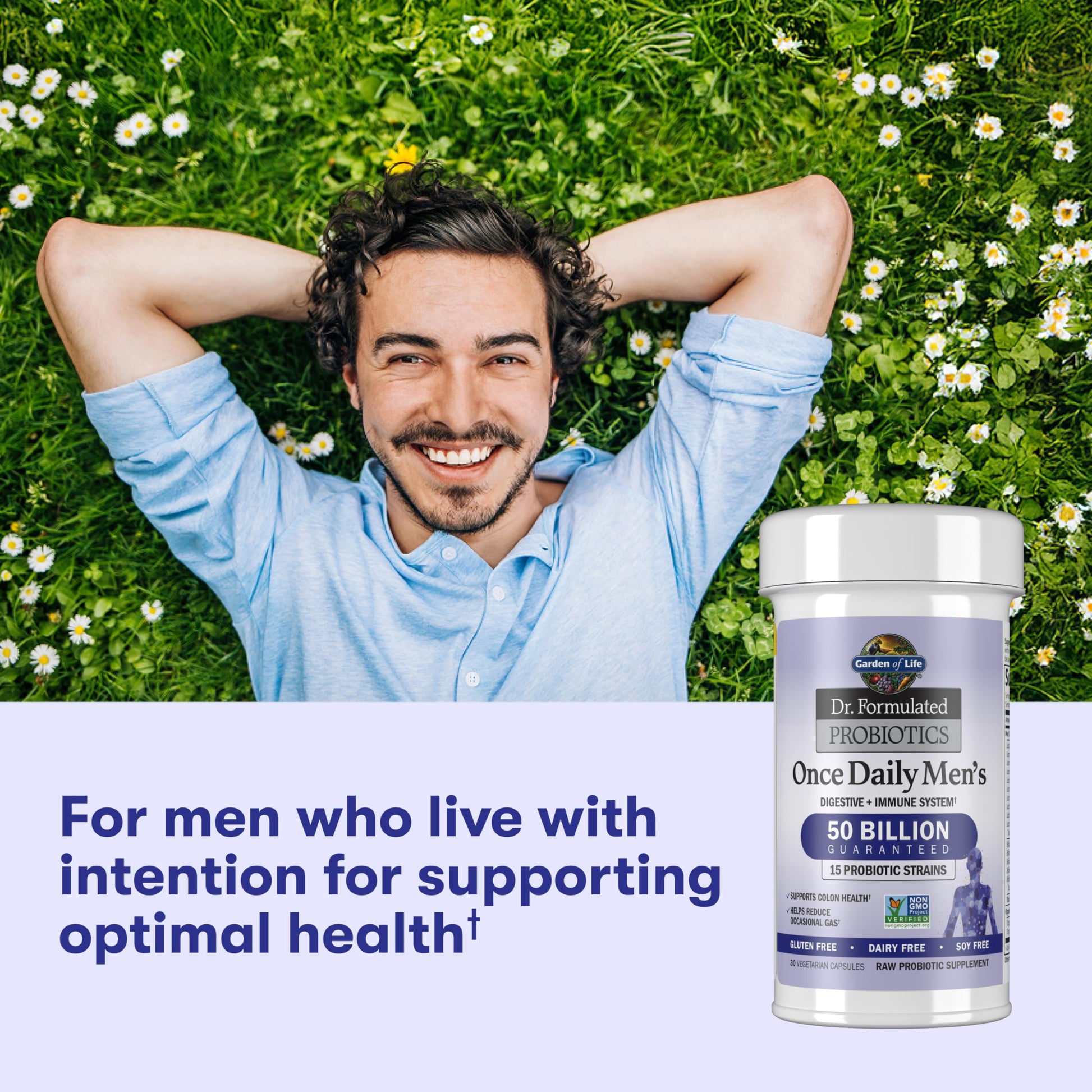 Garden of Life Probiotics for Men, Dr Formulated 50 Billion CFU 15 Probiotics for Digestive Health + Organic Prebiotic Fiber, Colon & Immune Support, Daily Gas Relief, Shelf Stable, 30 Capsules Garden of Life Au supplements