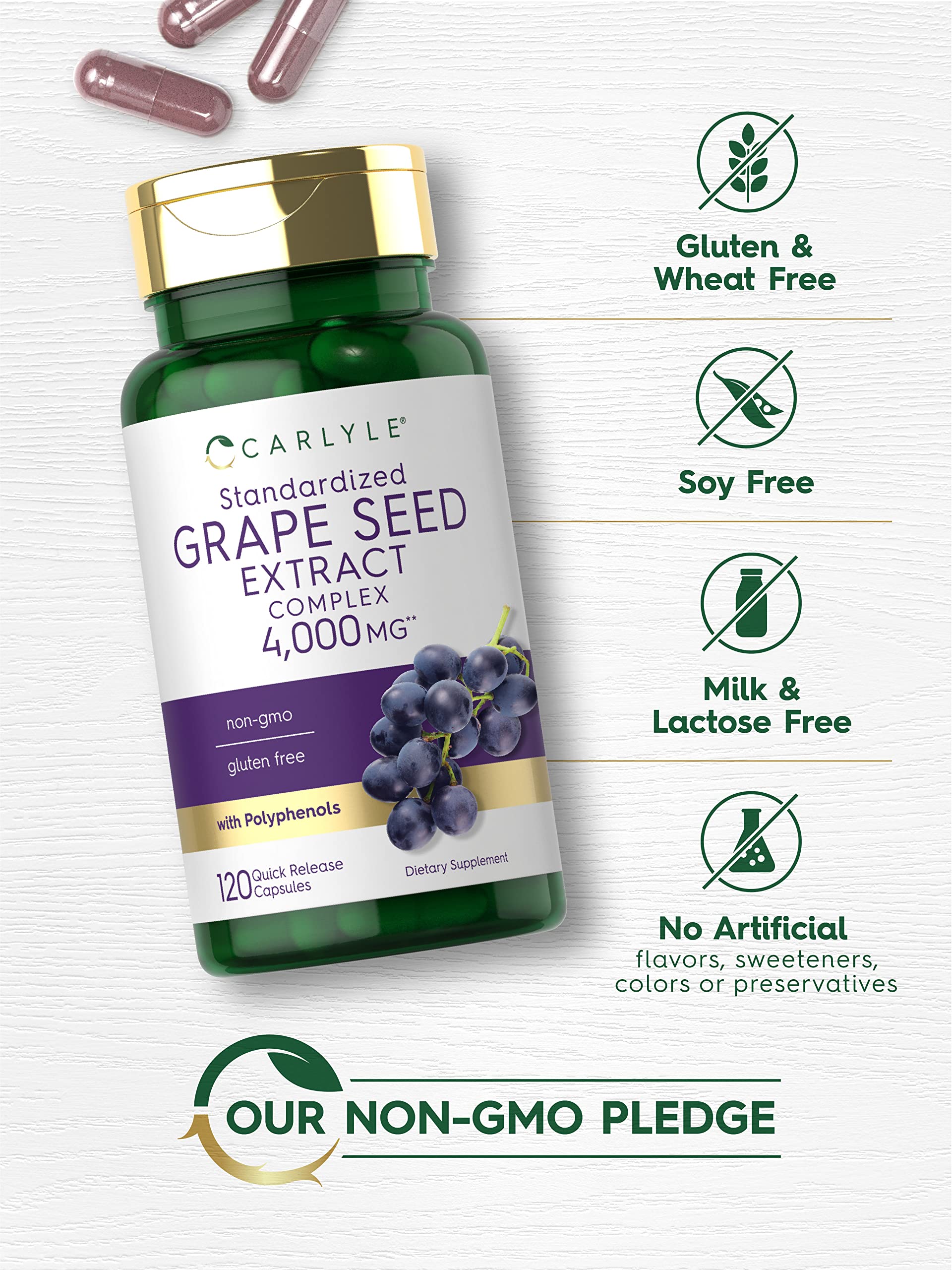 Carlyle Grape Seed Extract 4,000mg | 120 Quick Release Capsules | Standardized Extract Carlyle Au supplements