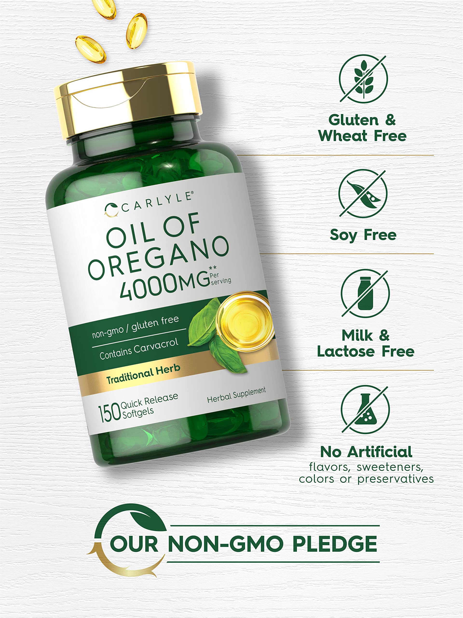 Oregano Oil Extract | Max Potency | 150 Softgel Capsules | Non-GMO and Gluten Carlyle Au supplements