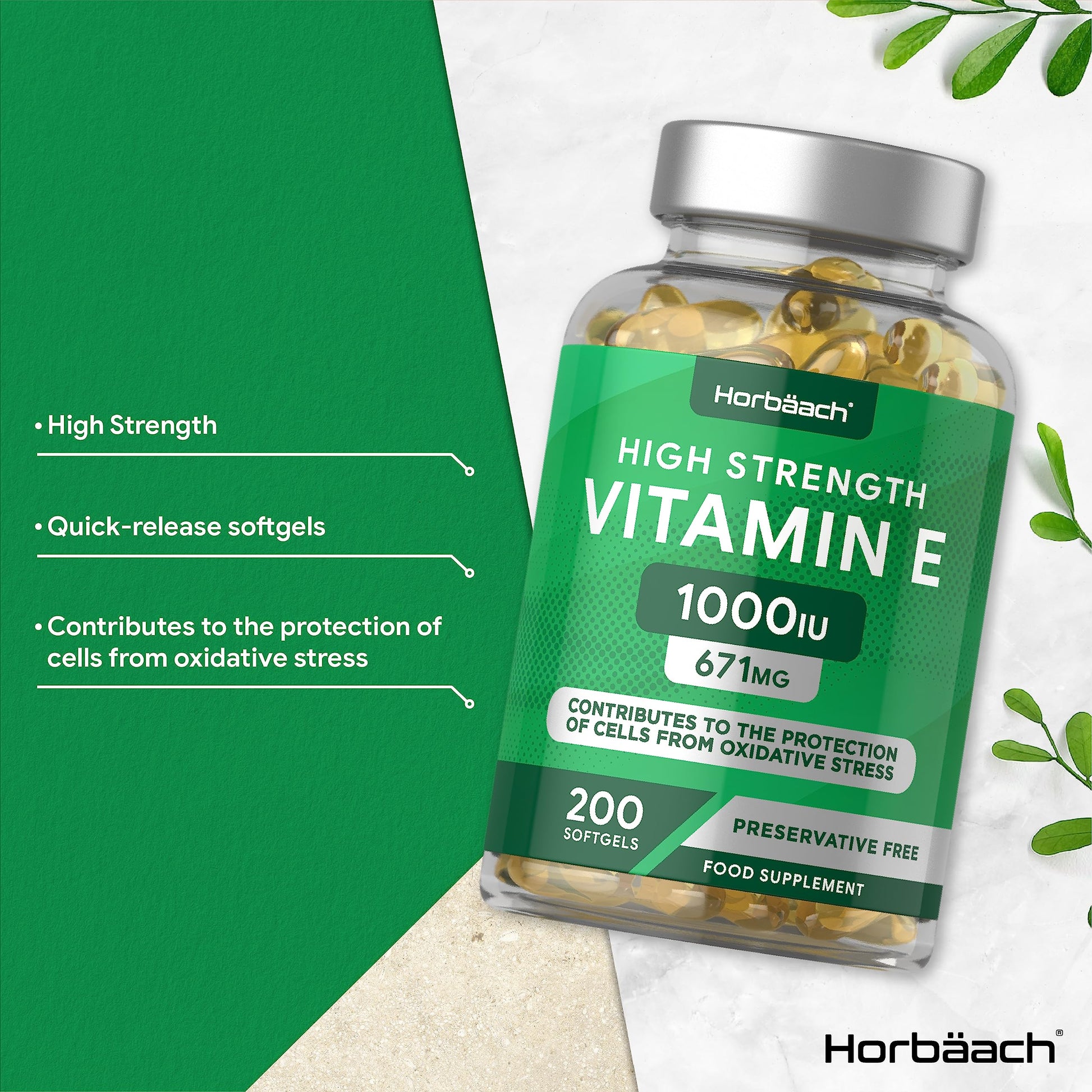 Vitamin E Capsules 1000iu | 200 Count | High Strength Vitamin E as DL-Alpha Tocopheryl Horbäach Au supplements