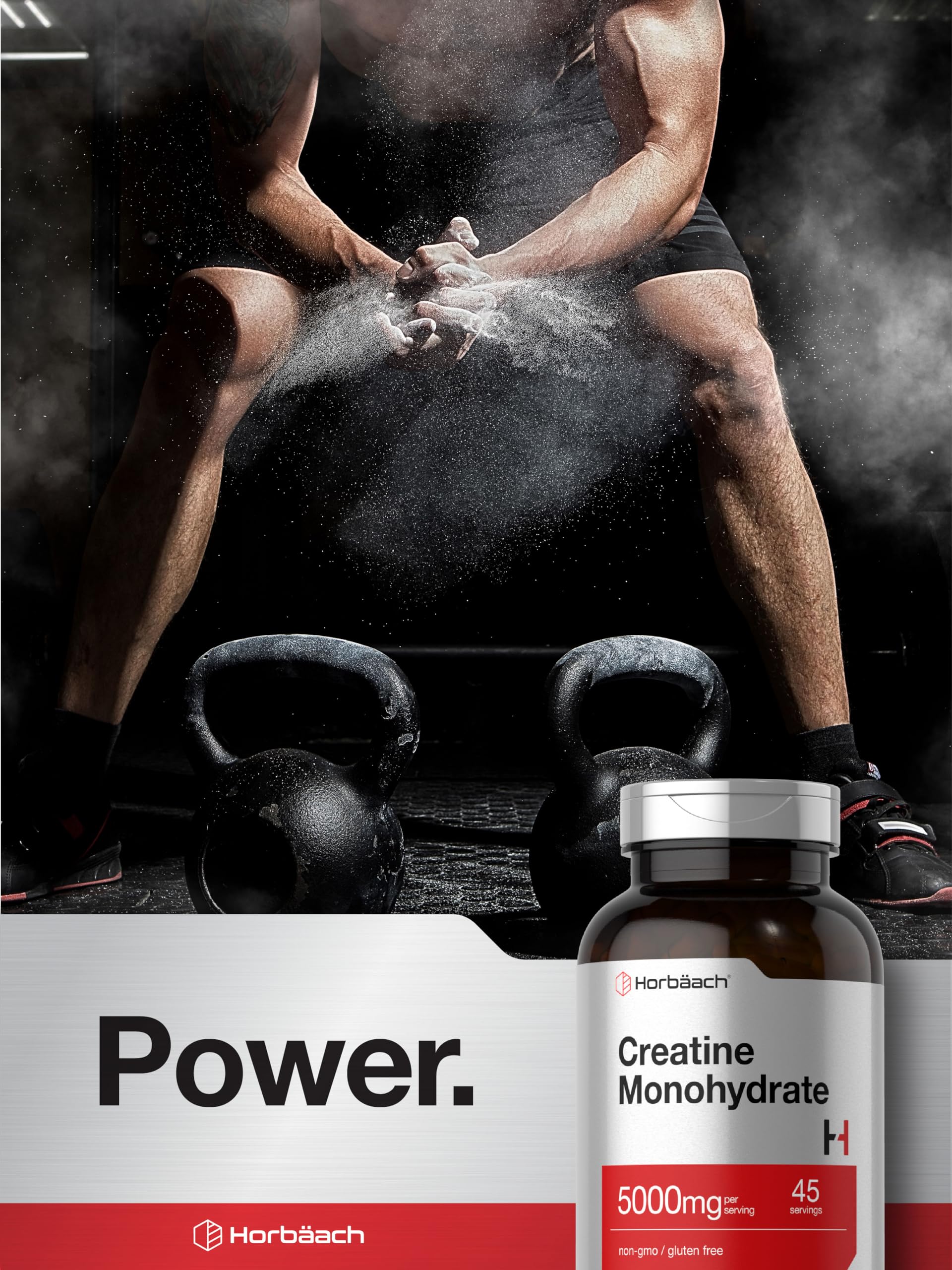 Horbäach Creatine Monohydrate | 5g | 225 Capsules | Non-GMO, Gluten Free Supplement Horbäach Au supplements