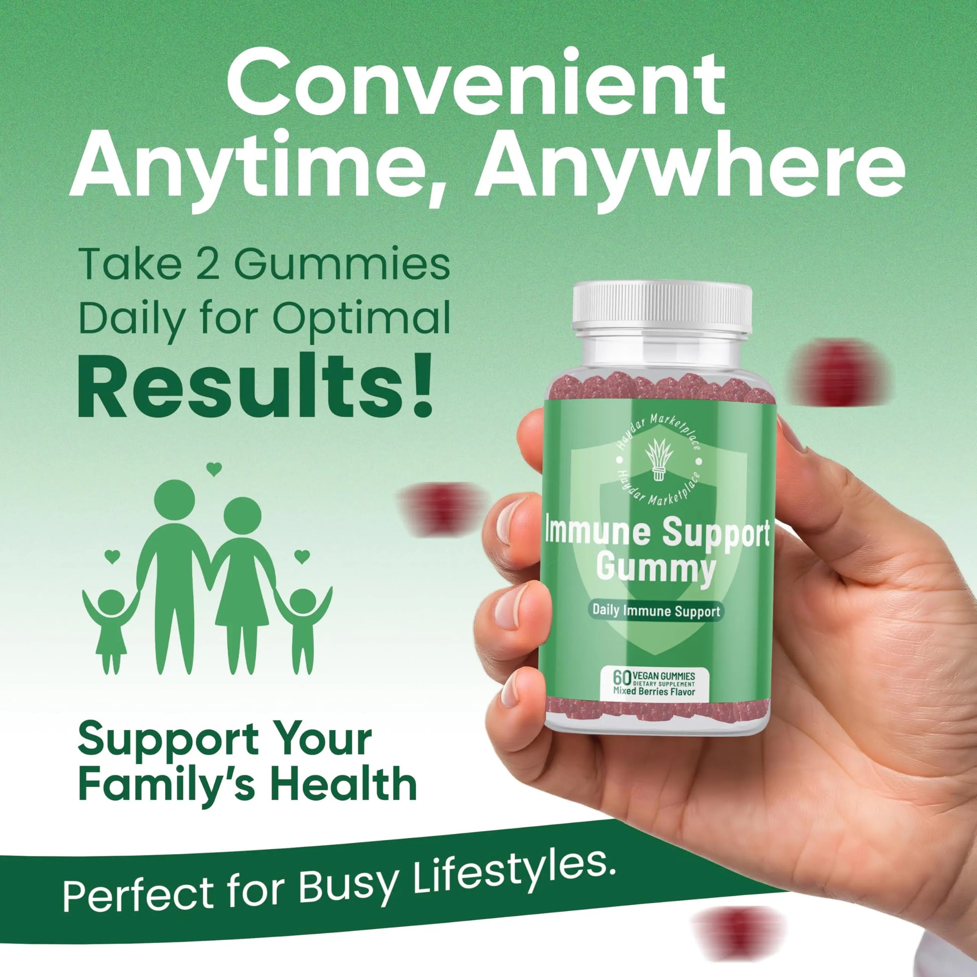 Haydar Marketplace Immune Boosters for Adults - Vegan Immune Support Gummies with Vitamins C & D, Zinc, Magnesium, Probiotics Haydar Marketplace Au supplements