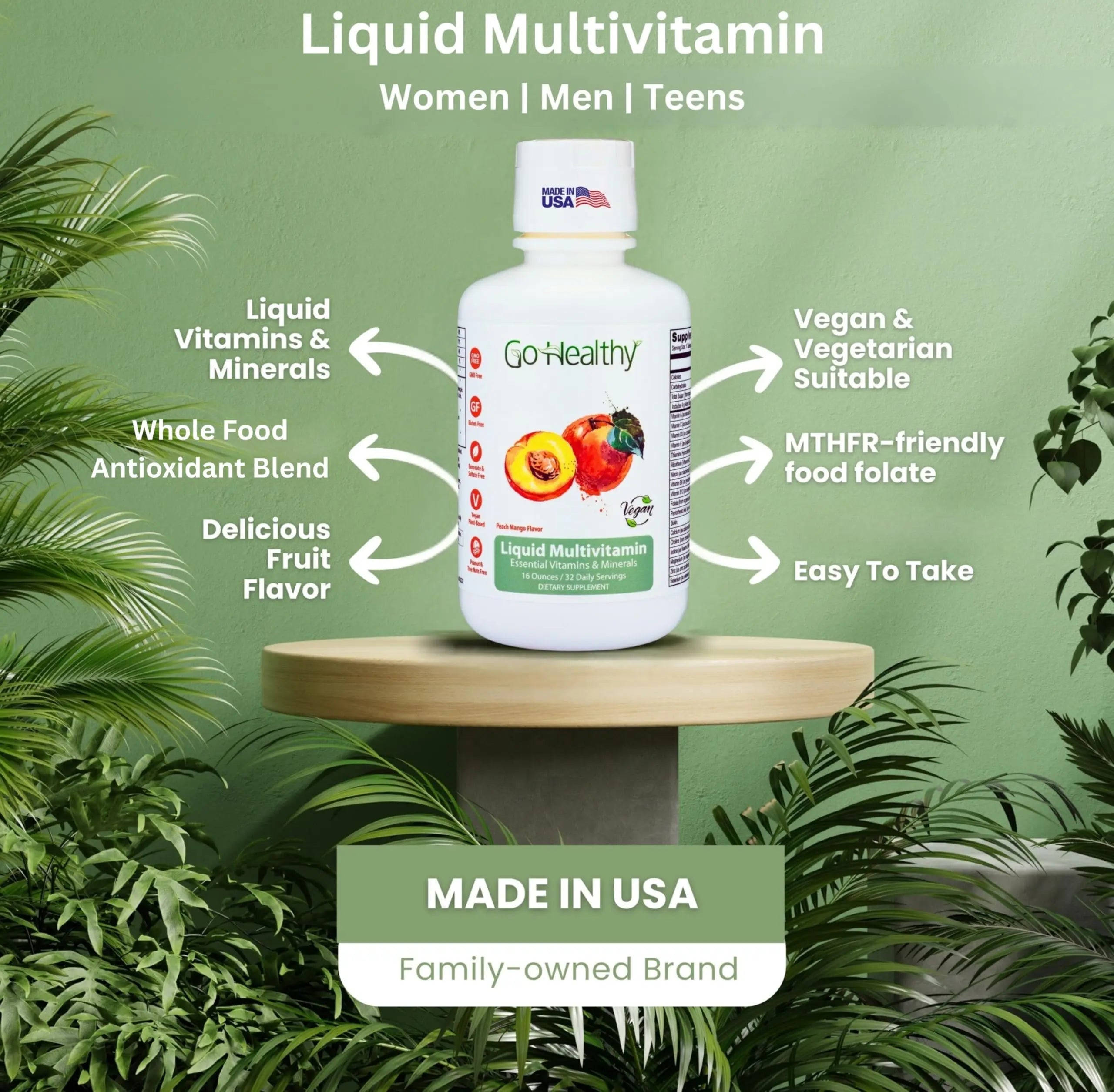 Go Healthy Liquid Vitamins for Women, Men, Teens | Vegan Vitamin & Mineral | High Absorption | Premium Liquid Multivitamin | Go Healthy Natural Au supplements
