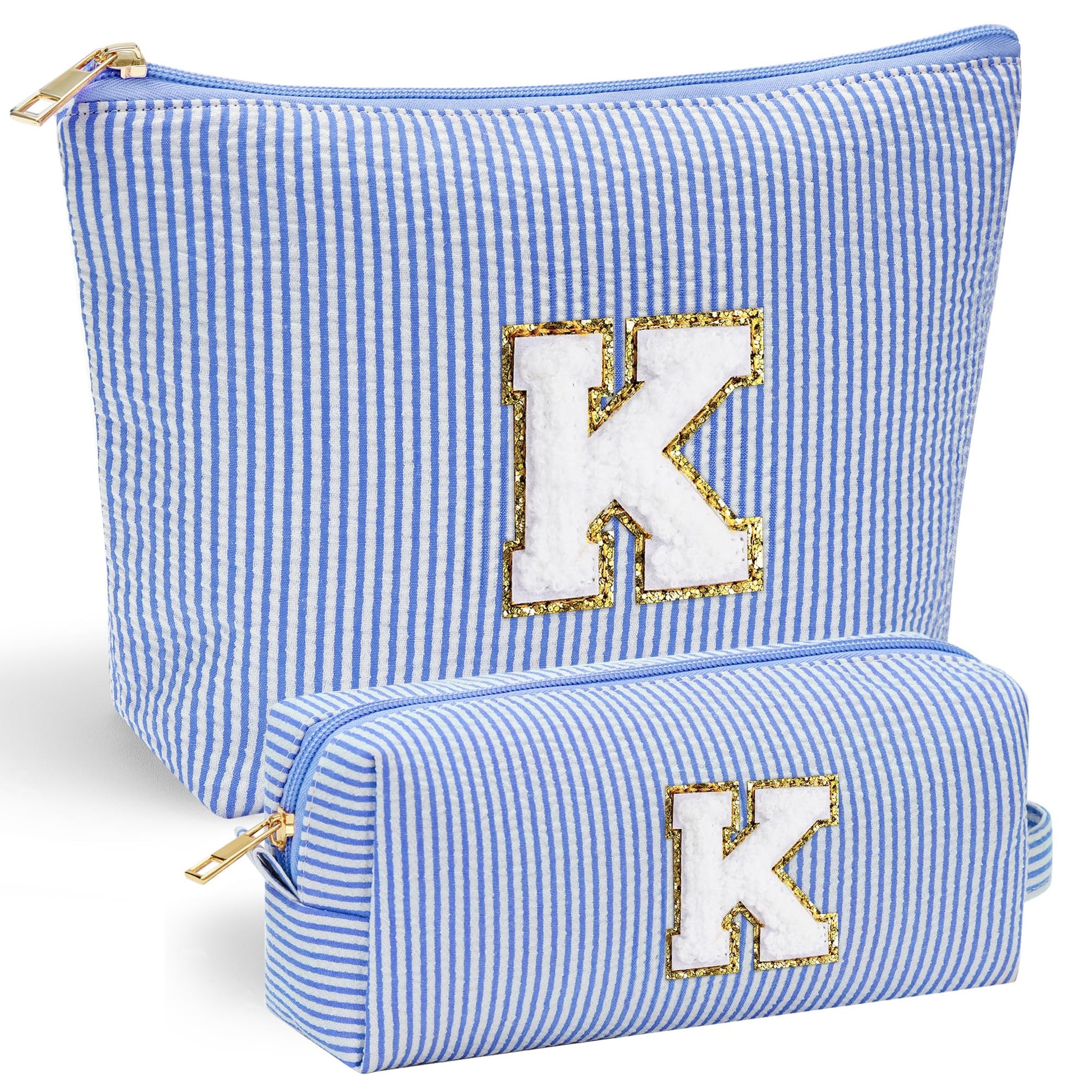 YOOLIFE Birthday Gifts for Teen Girls Kids Initial Makeup Bag | Teen Girl Gift Trendy Stuff | Travel Makeup Bag Toiletry Bags | Gifts for 3 4 5 6 7 8 9 10 11 12 13 Year Old Girl Blue K YOOLIFE Au supplements