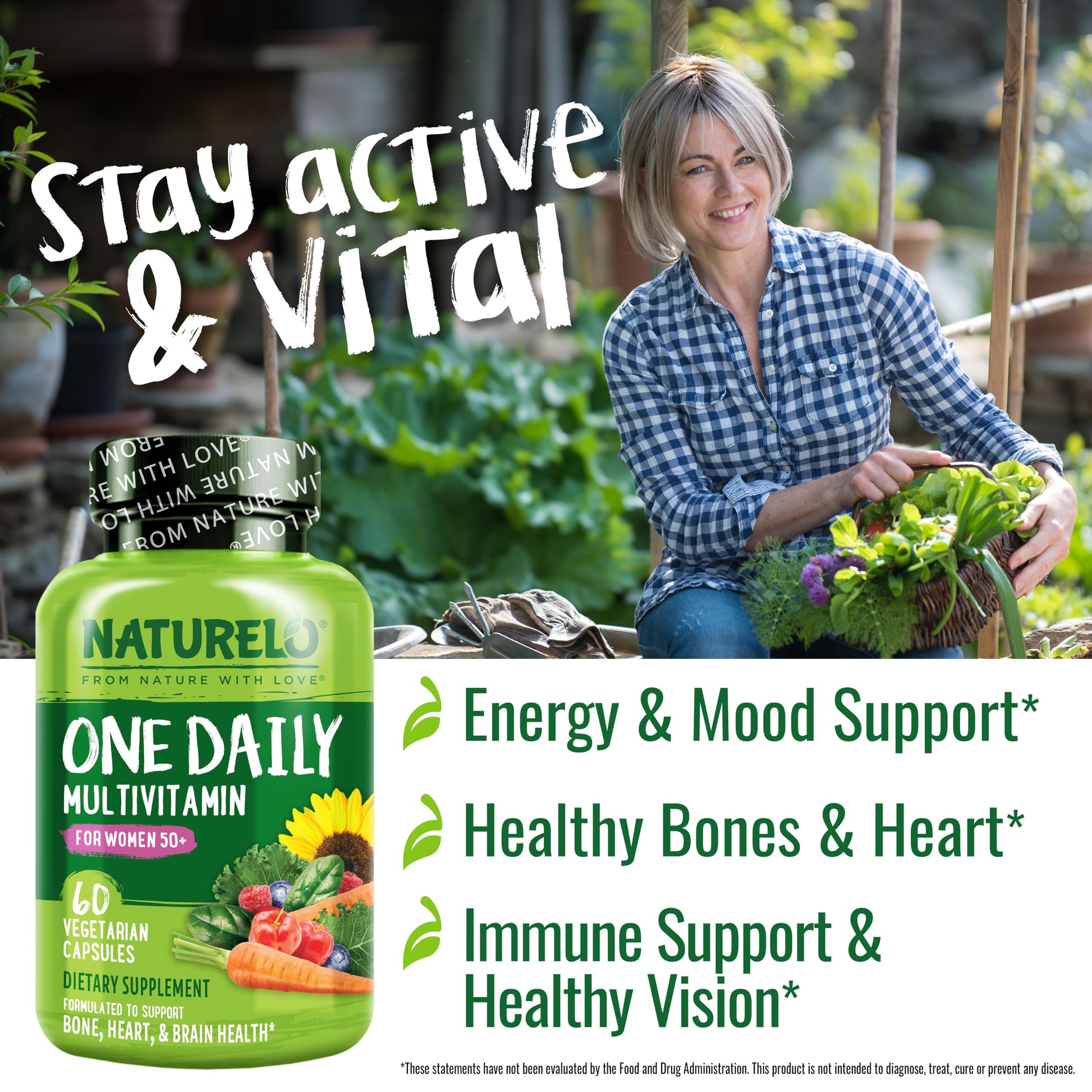 NATURELO One Daily Multivitamin for Women 50+ (Iron Free) - Menopause Support for Women Over 50 - Whole Food Supplement - Non-GMO - No Soy - 60 Capsules - 2 Month Supply NATURELO Au supplements
