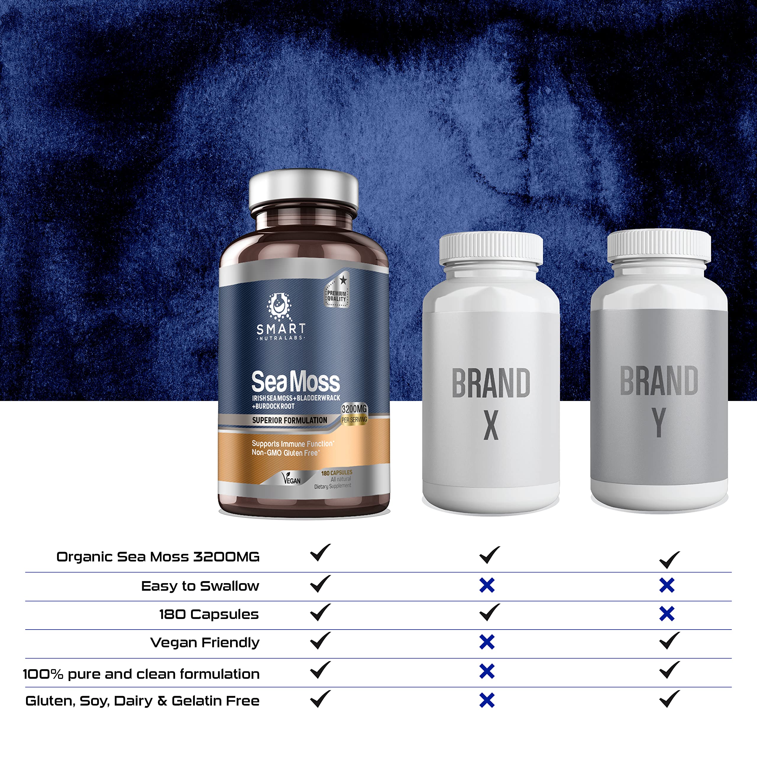 SMART NUTRA LABS Organic Sea Moss 3200MG Per Serving- 180 Vegan SMART NUTRA LABS Au supplements