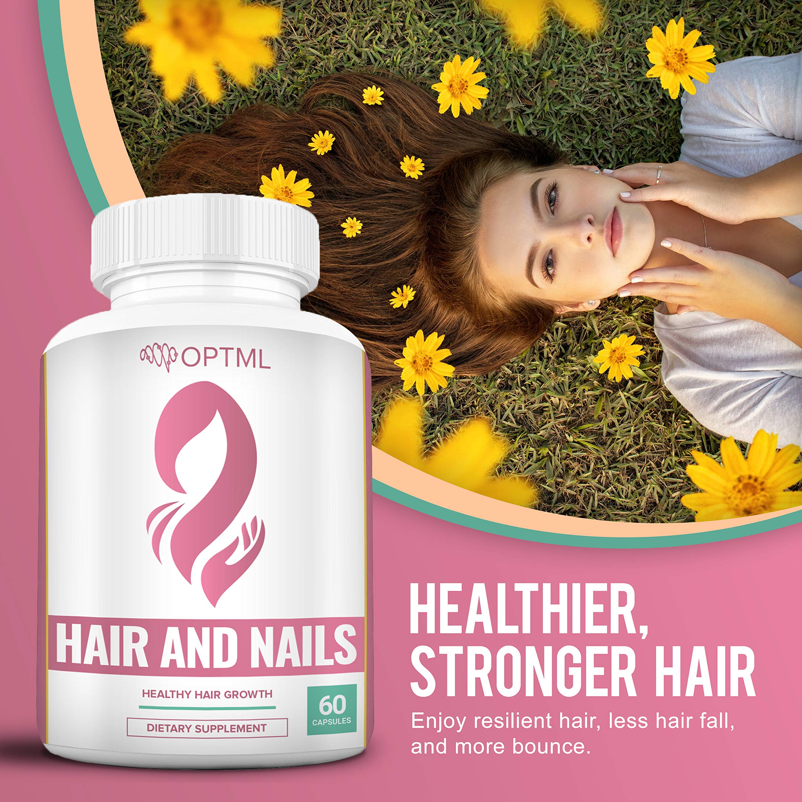 OPTML Hair and Nail Vitamins for Hair Growth and Thickness, Biotin-Infused Hair Pills, Hair Vitamins for Faster Hair Growth and Healthy Nails, for Women and Men, 60 Capsules OPTML Au supplements