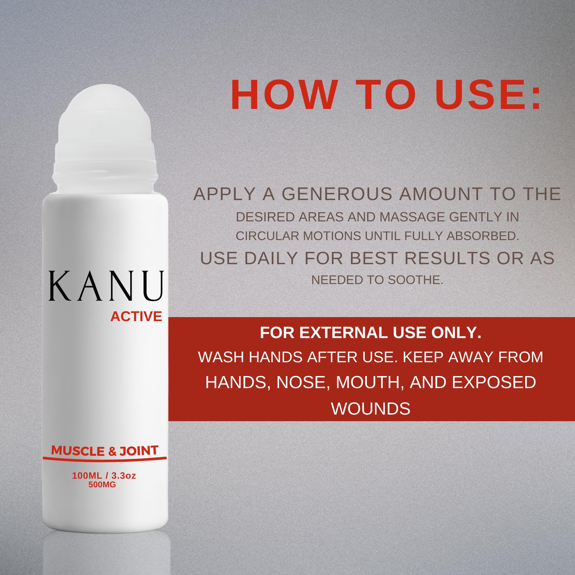 Muscle & Joint Relief Roll-On Cooling Serum- 3.3 oz- Fast Absorbing Pain Relief for Sore Muscles and Joints- Workout Recovery and Joint Support for Athletes and Active Lifestyles KANU Au supplements