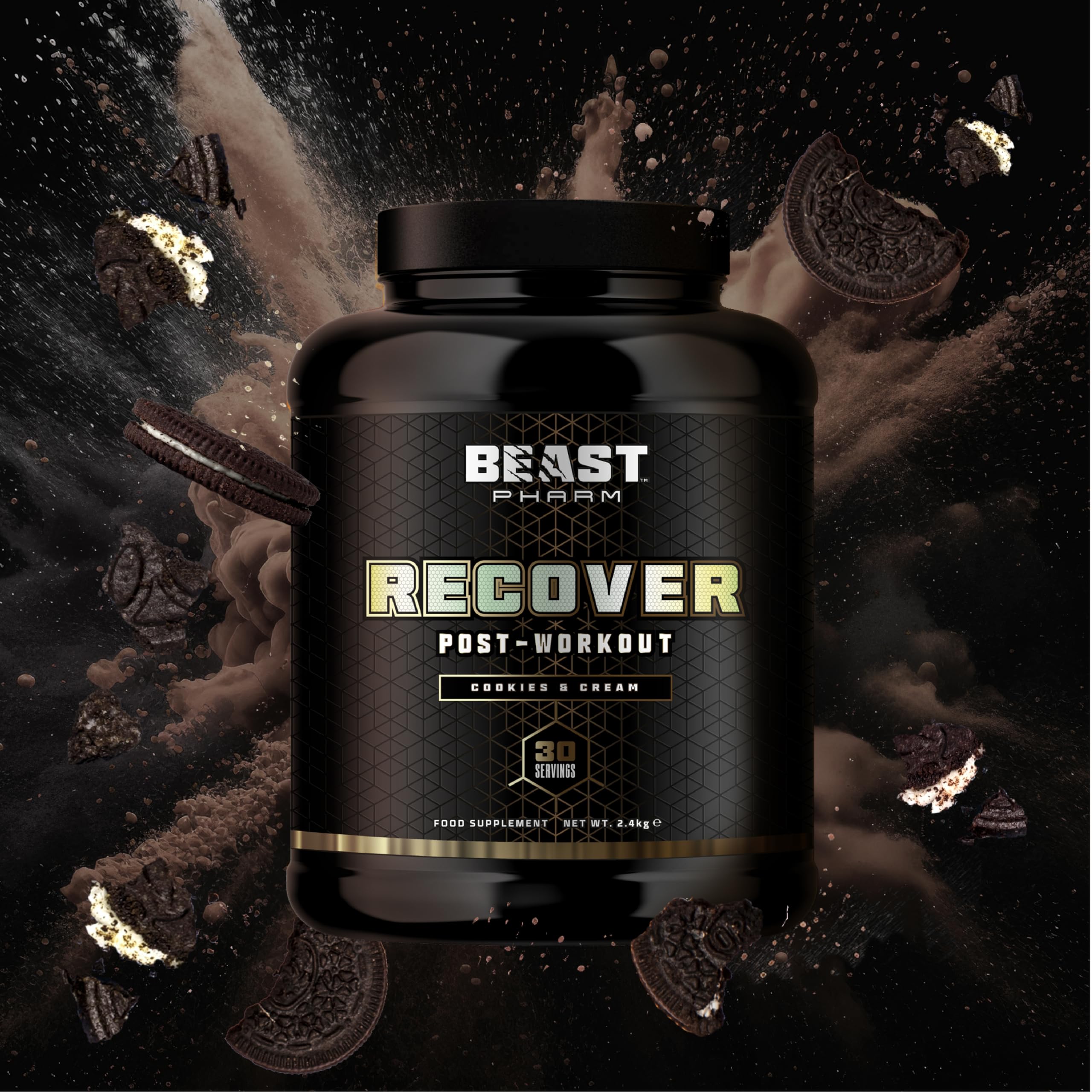 Beast Pharm | Recover Whey Protein Powder | 2.4kg/30 Servings | Cookies & Cream Beast Pharm Au supplements