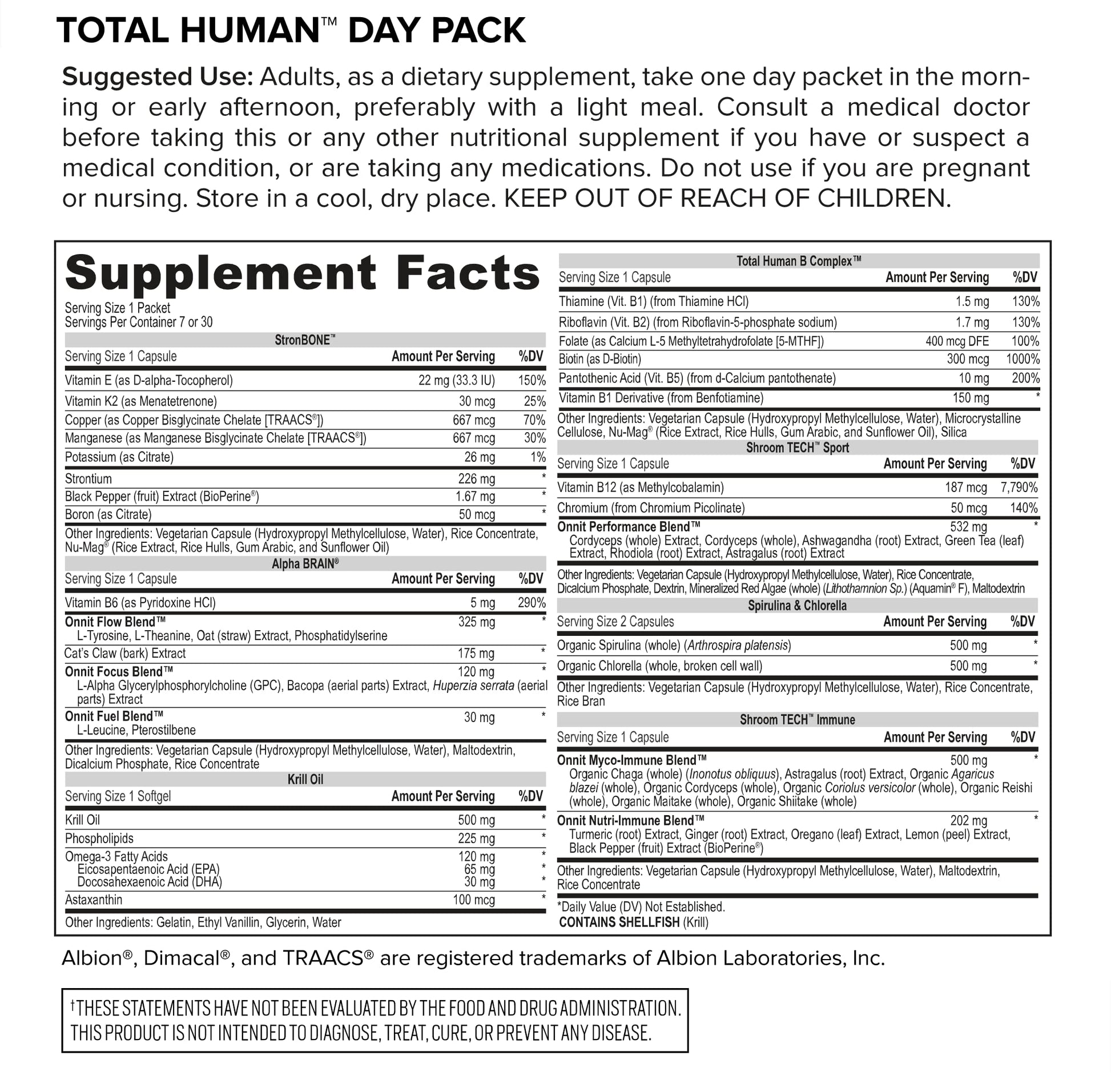 ONNIT Total Human Day and Night Vitamin Packs, 7-Day Supply Capsule ONNIT Au supplements