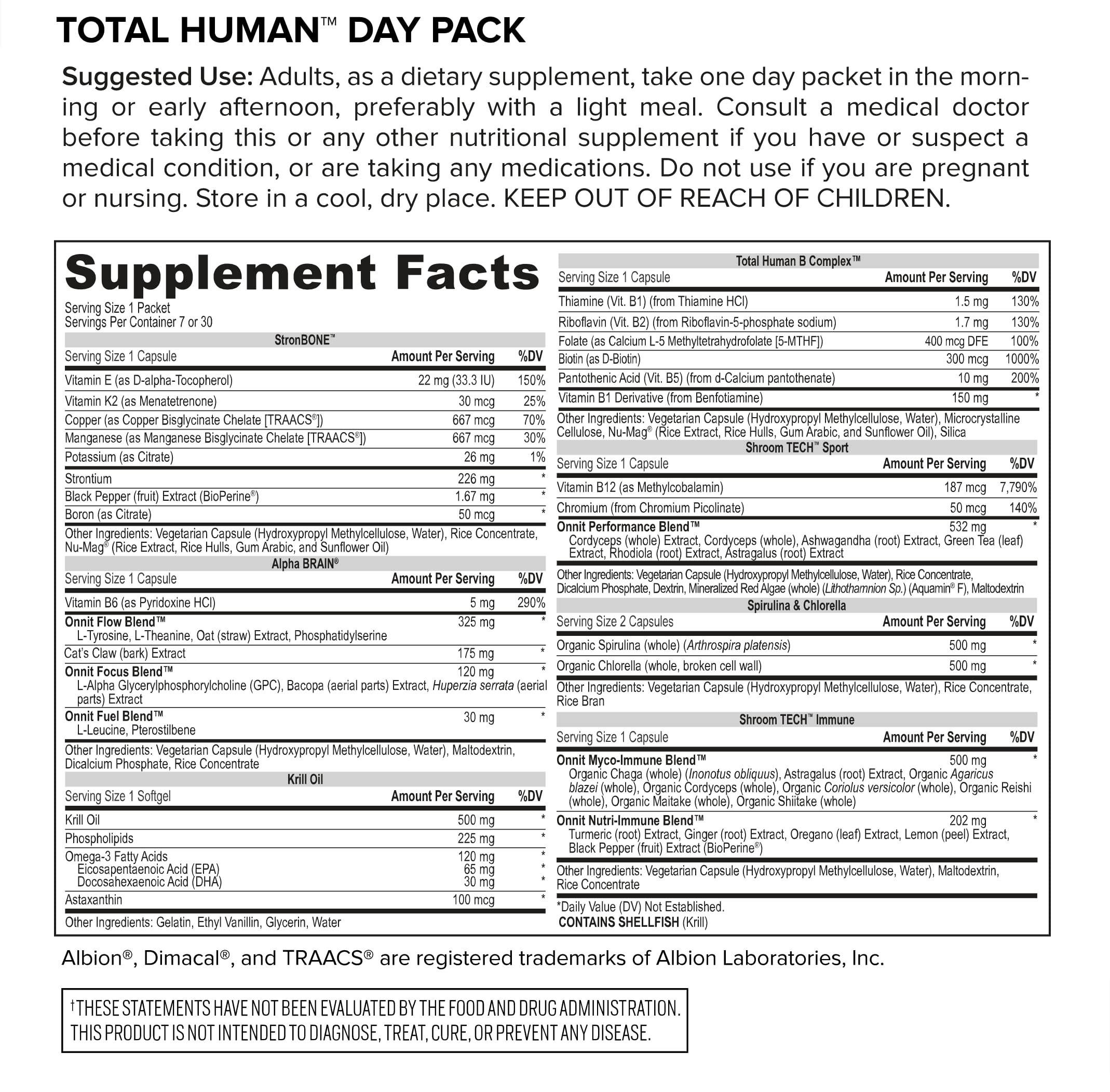 ONNIT Total Human Day and Night Vitamin Packs, 7-Day Supply Capsule ONNIT Au supplements