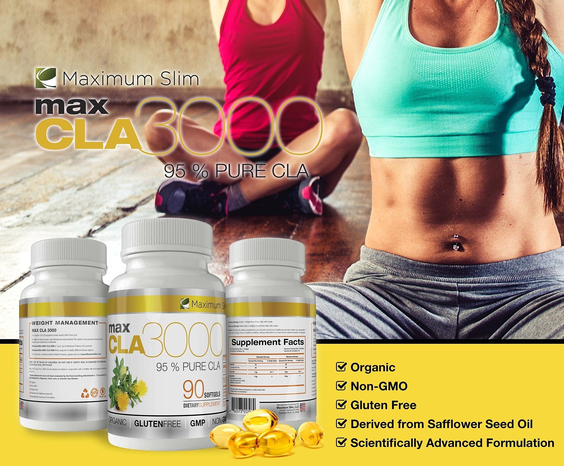 MAX CLA 3000, High Potency, Natural Weight Loss Exercise Enhancement, Increase Lean Maximum Slim Au supplements