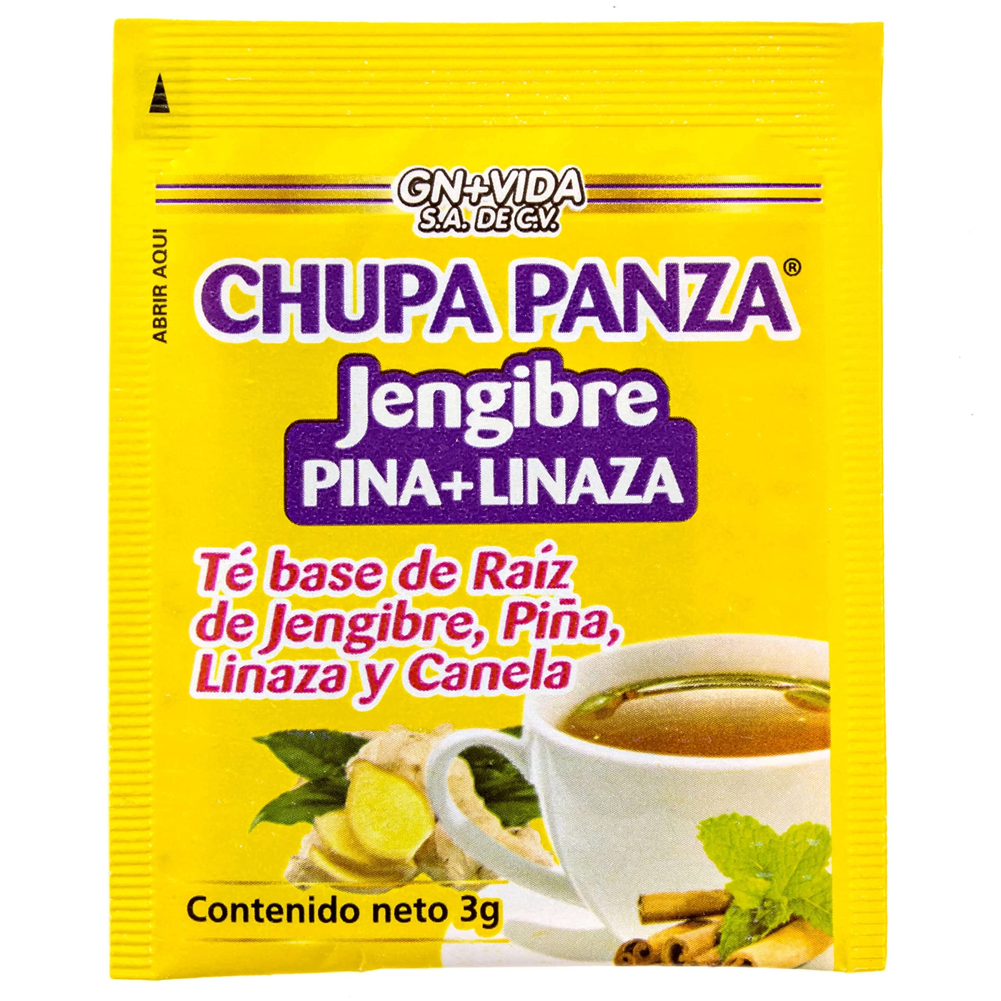 Tea CHUPA Panza, Tea Based ONGINGER Root, PINNEAPPLE, Flaxseed & Cinnamon GN+Vida Au supplements