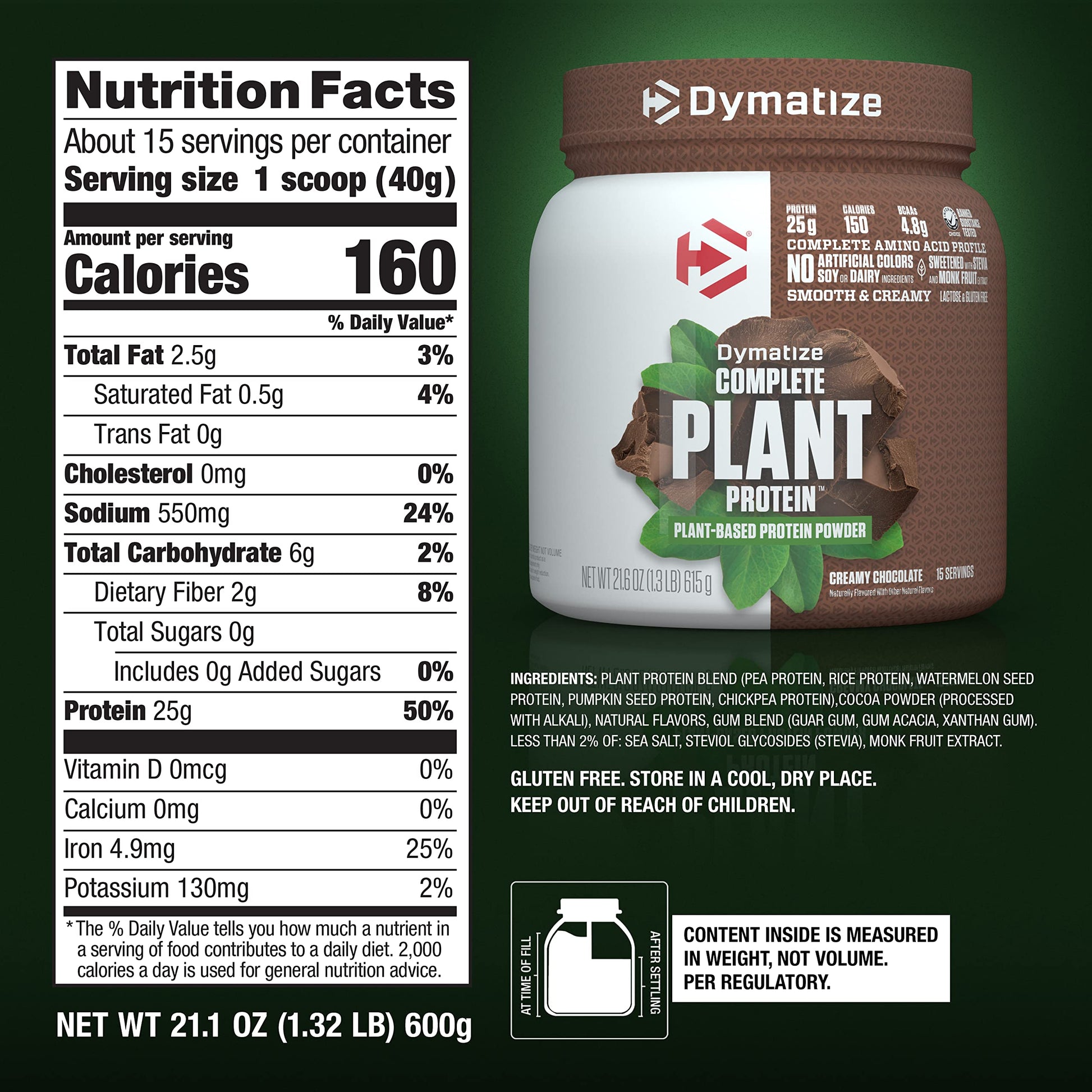 Dymatize Vegan Plant Protein, Creamy Chocolate, 25g Protein, 4.8g BCAAs, Complete Dymatize Au supplements