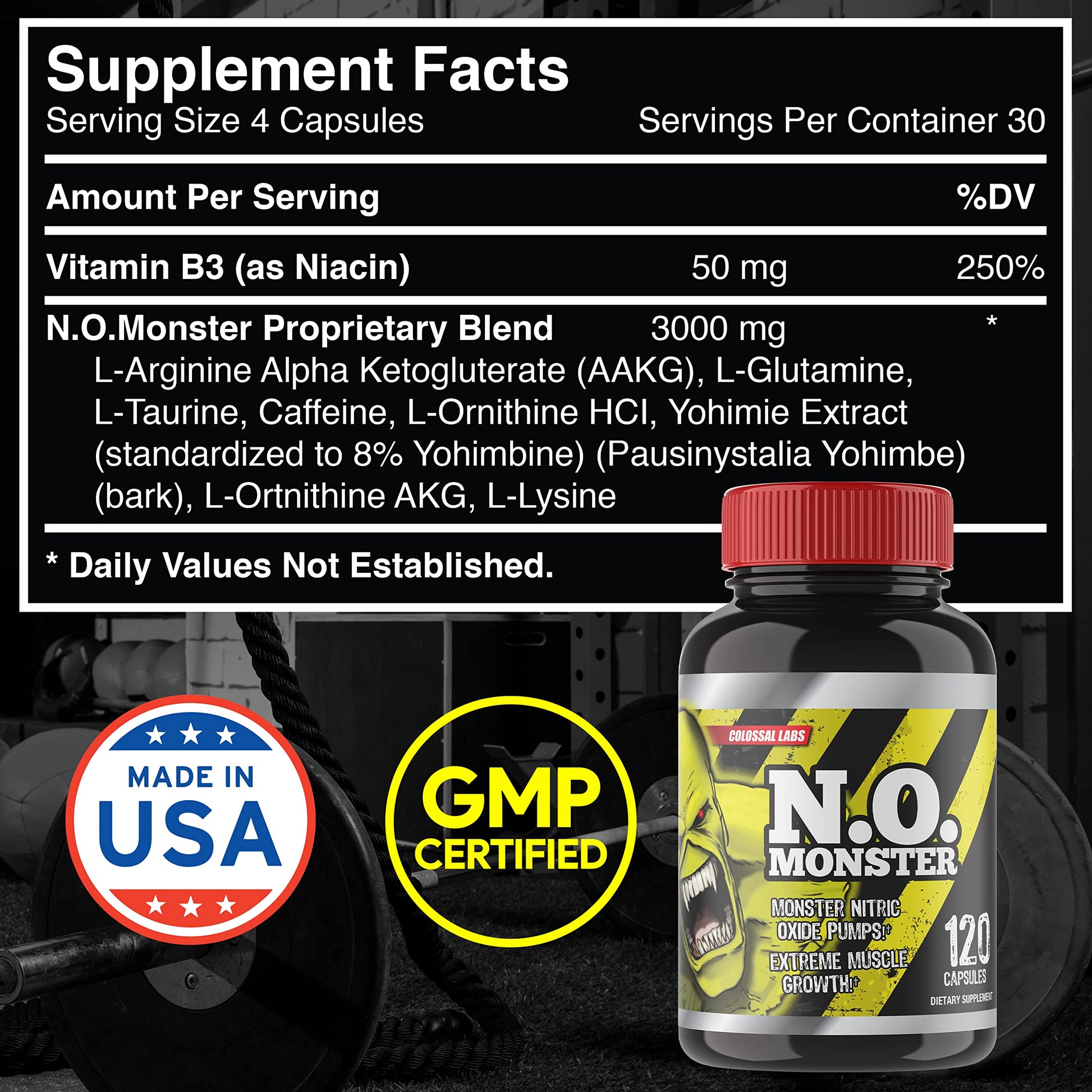 Colossal Labs Nitric Oxide Booster with L-Arginine, Extreme Pumps to Build Strength Goliath Labs Au supplements