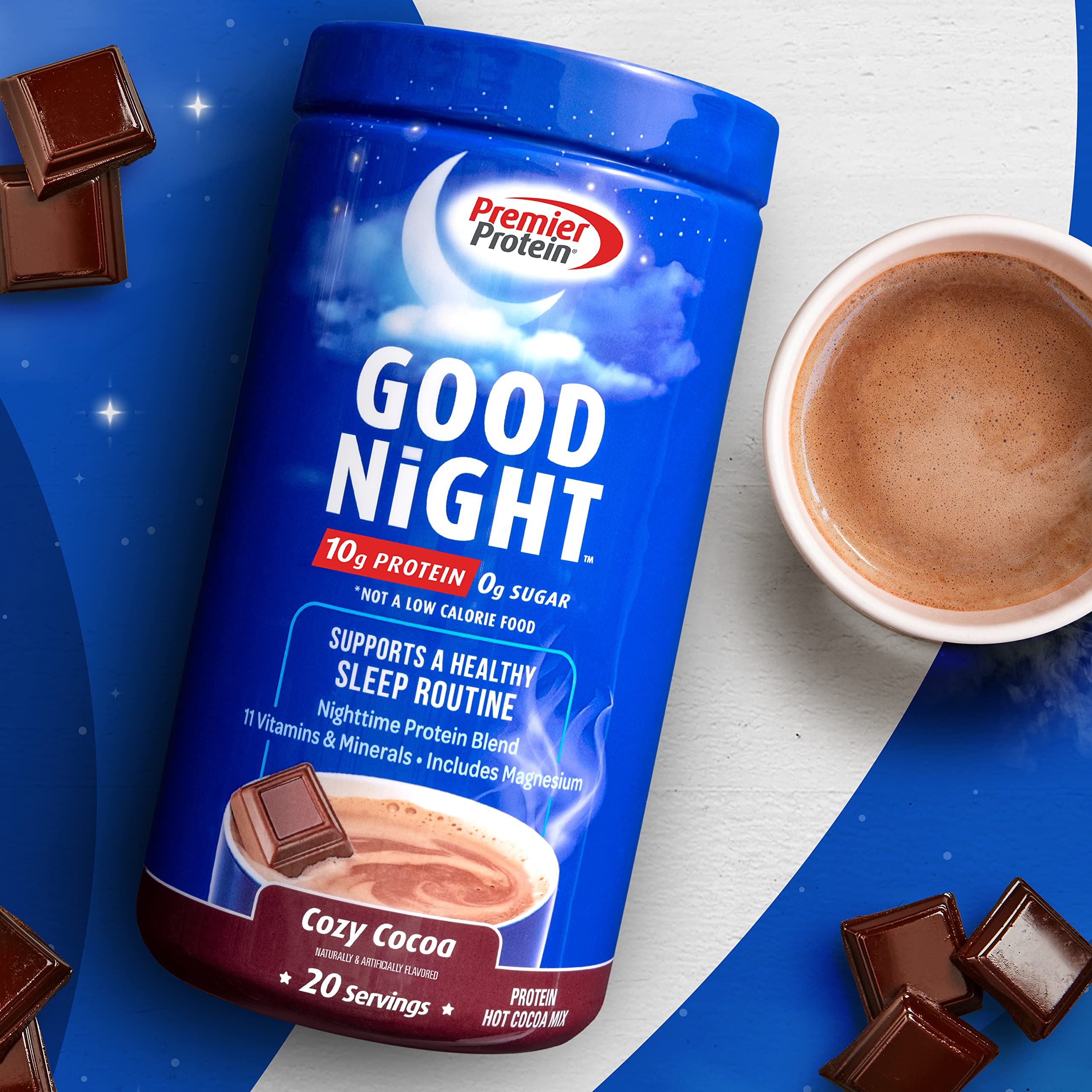Premier Protein Good Night Protein Powder, Hot Cocoa Mix, 10g Protein, 0g Sugar Premier Protein Au supplements