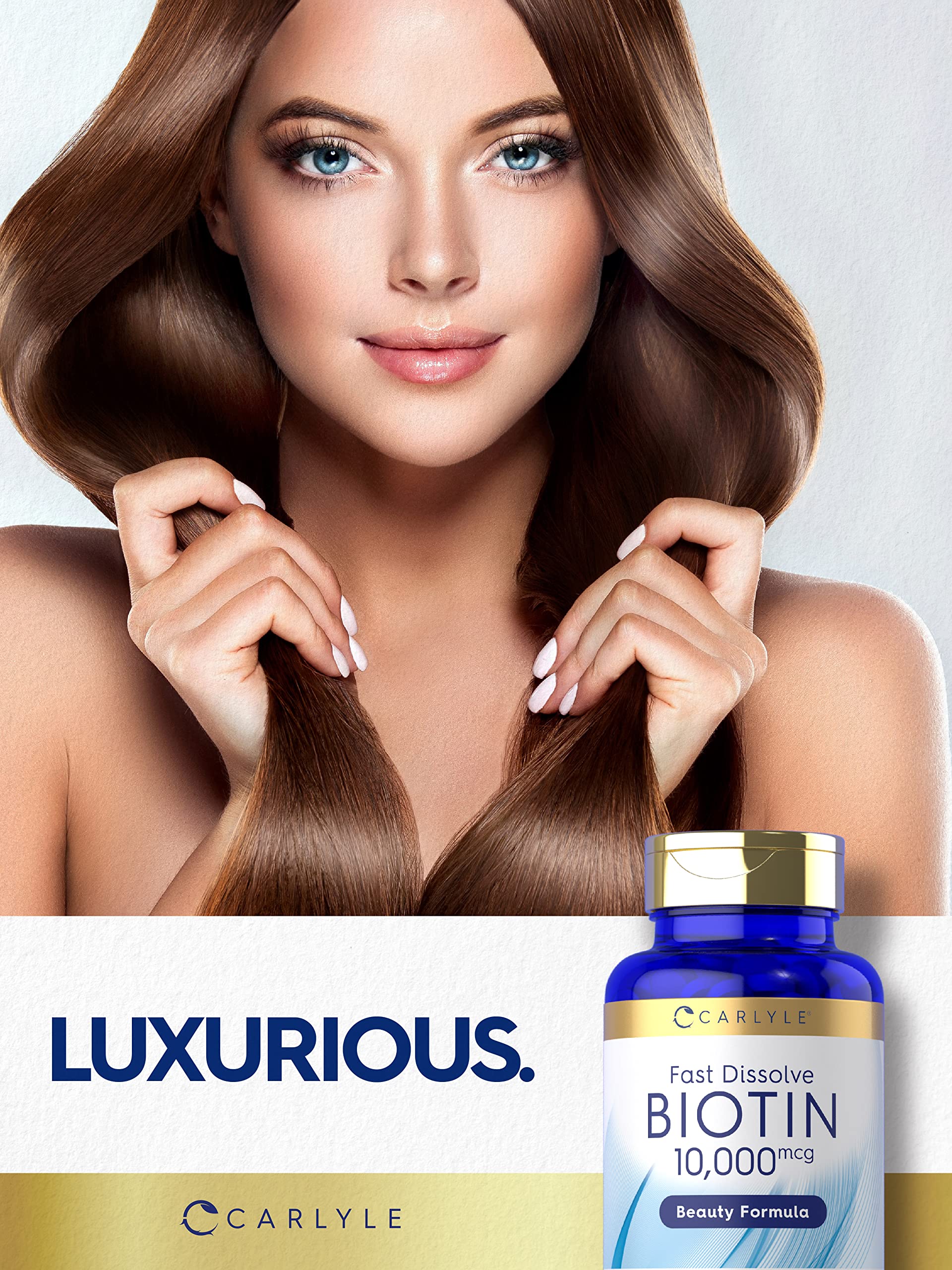 Carlyle Biotin 10000mcg | 250 Fast Dissolve Tablets | Max Strength | Vegetarian, Non-GMO Carlyle Au supplements