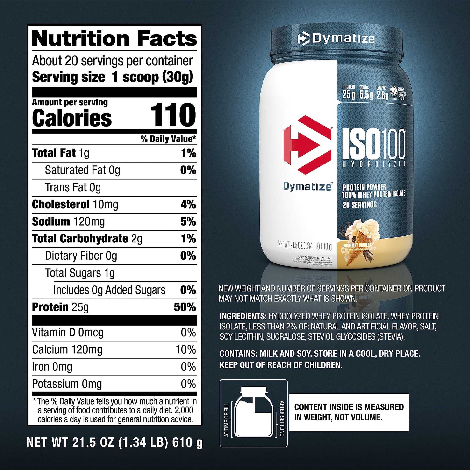 Dymatize ISO100 Hydrolyzed Protein Powder, 100% Whey Isolate , 25g of Protein, 5.5g Dymatize Au supplements