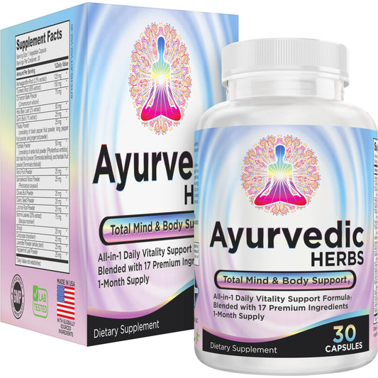 Ayurvedic Herbs 17-in-1 Supplement | Mind & Body Balance | Ayurveda Health Support Blend | Ayurvedic Supplements | 1-Month Supply | 30 Capsules Elevate Recovery SupplementsAu supplements