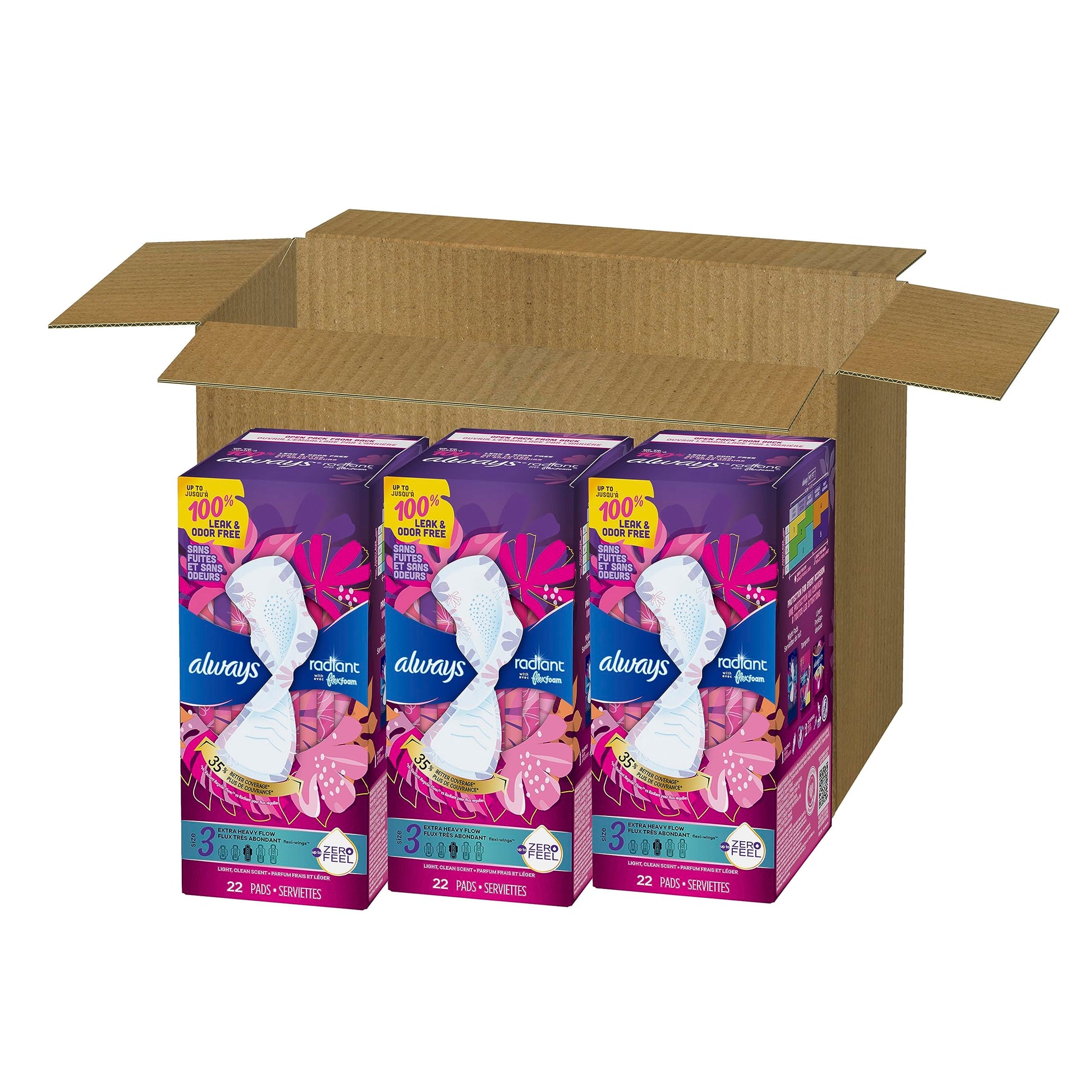 Always Radiant Feminine Pads For Women, Size 3 Extra Heavy Absorbency, With Flexfoam Always Au supplements