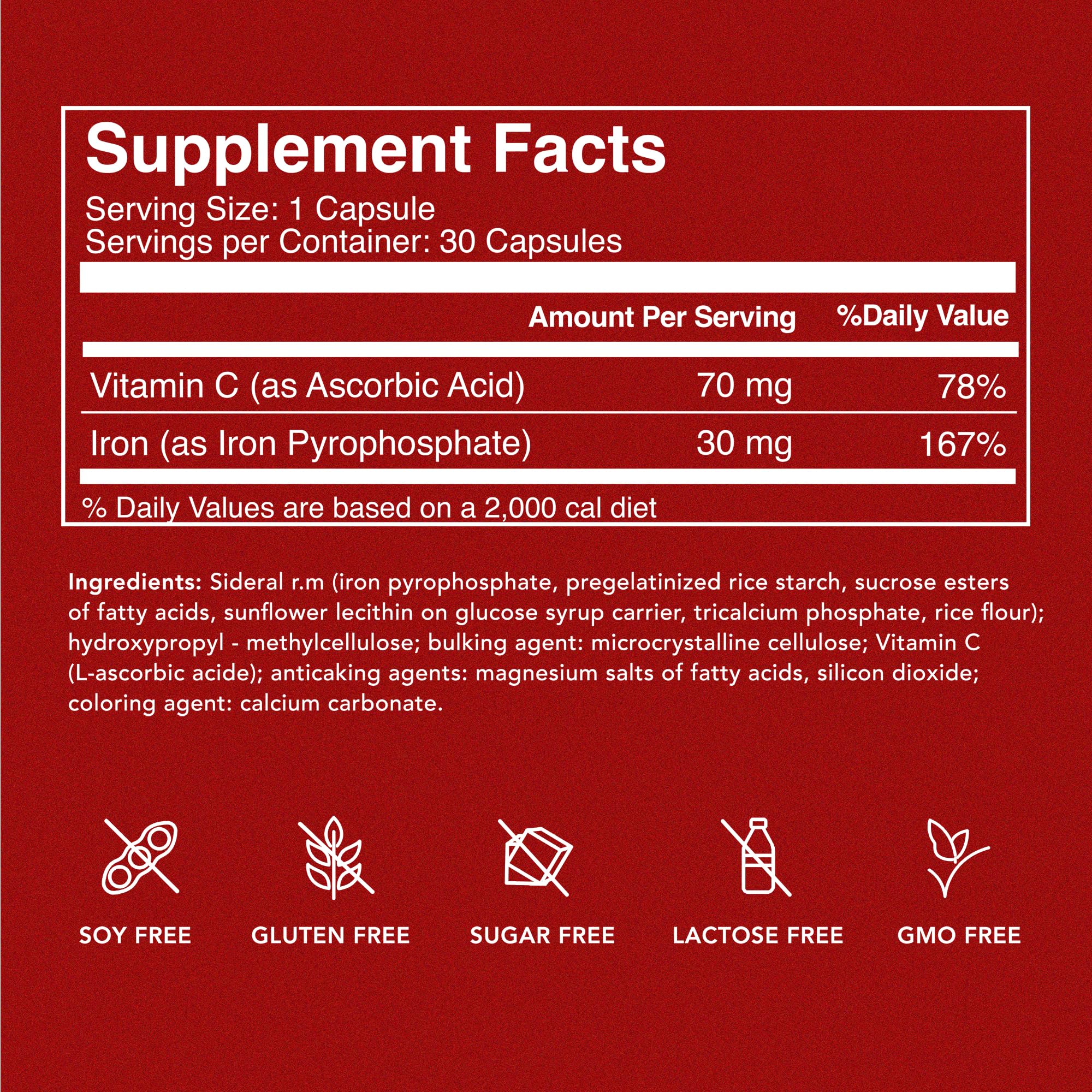 SiderAL Forte Iron Supplement Clinically Proven to Increase Levels Without Side Effects | Sucrosomial High Absorption Gentle Iron Pills for Women and Men | Vitamin C | Anemia & Energy Support | 30 ct PHARMANUTRA Au supplements