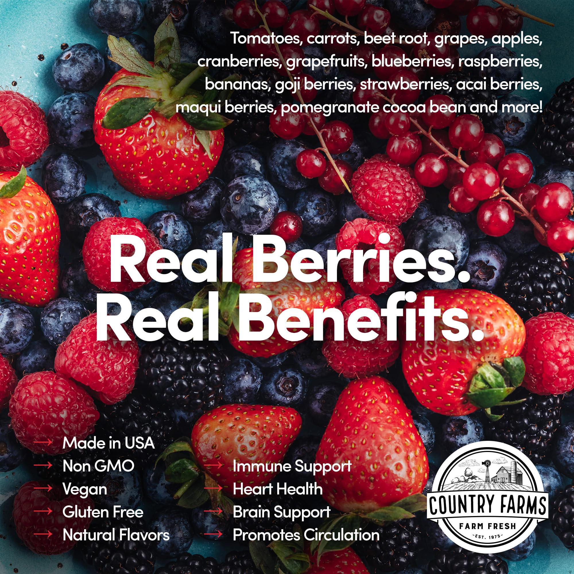 COUNTRY FARMS Super Reds, Energizing Polyphenol Superfood, Over 40 Super Fruits COUNTRY FARMS Au supplements