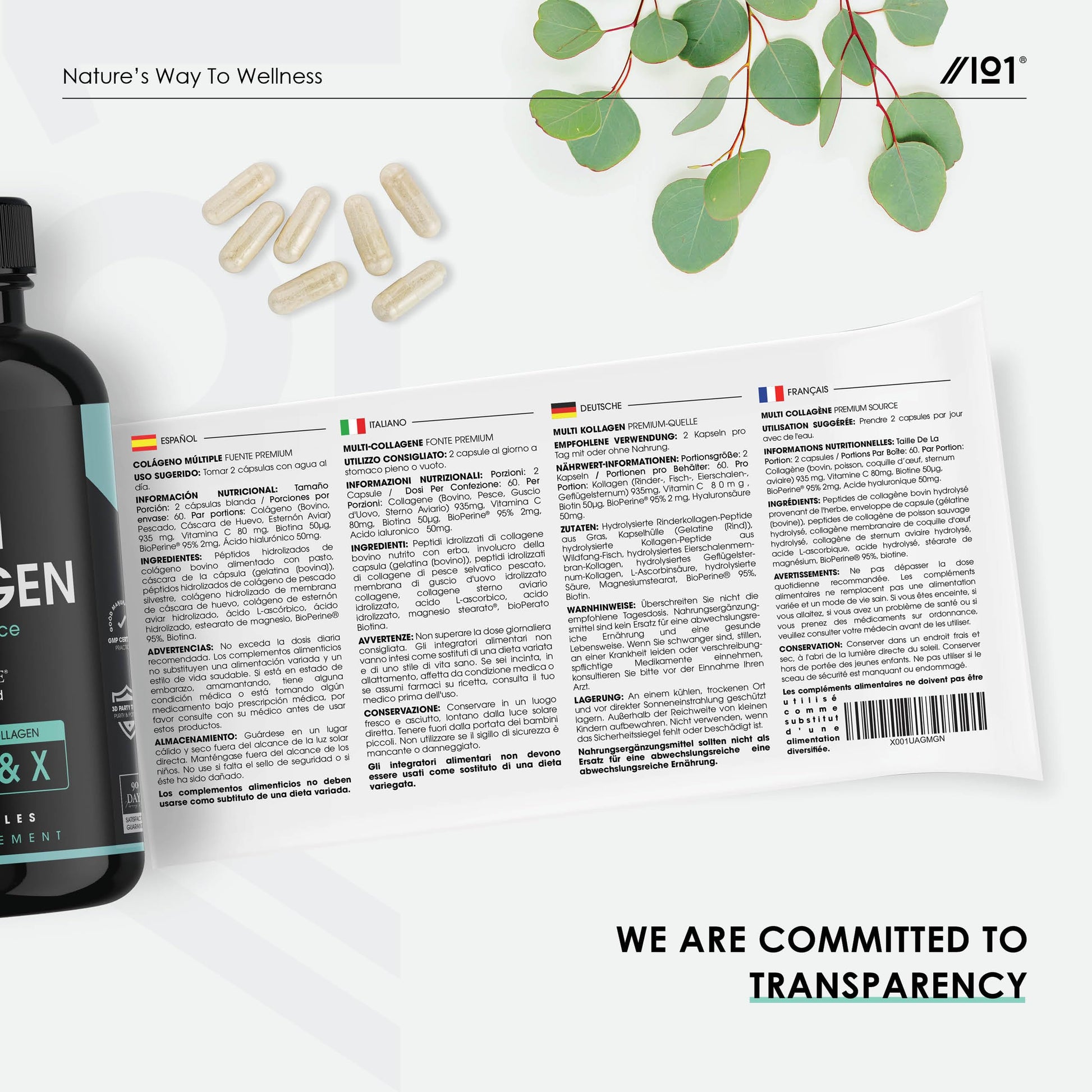 Multi Collagen Capsules - 120 Capsules - Types I, II, III, V & X - Wild Caught Fish, Grass Fed Bovine, Eggshell Revive Naturals Au supplements