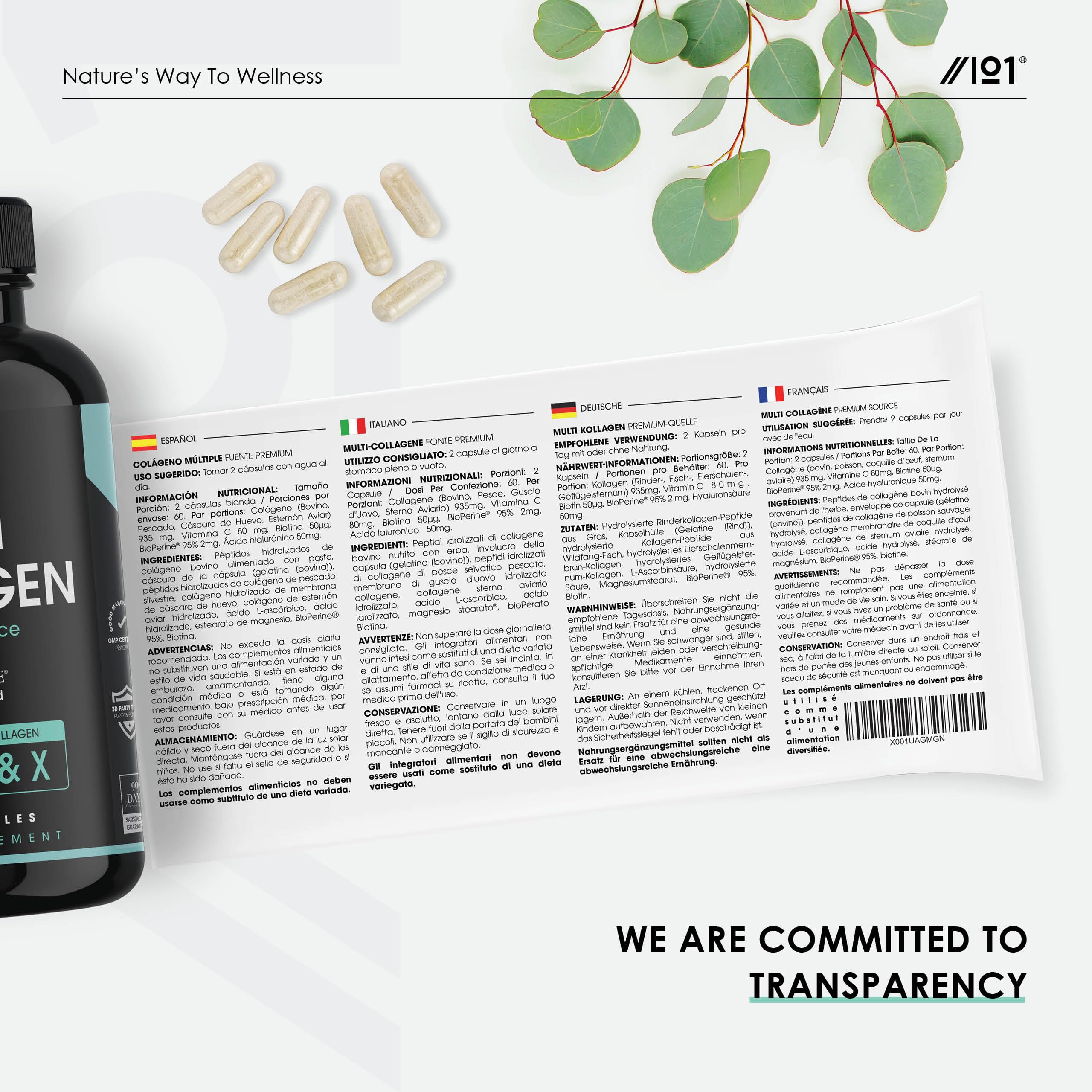 Multi Collagen Capsules - 120 Capsules - Types I, II, III, V & X - Wild Caught Fish, Grass Fed Bovine, Eggshell Revive Naturals Au supplements