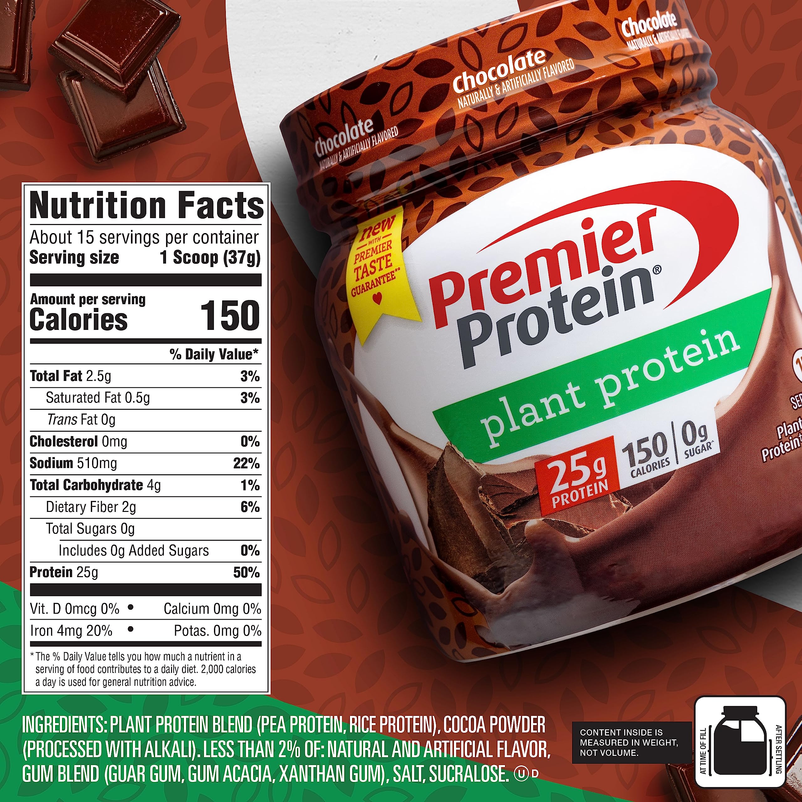 Premier Protein Powder Plant Protein, Chocolate, 25g Plant-Based Protein, 0g Sugar Premier Protein Au supplements