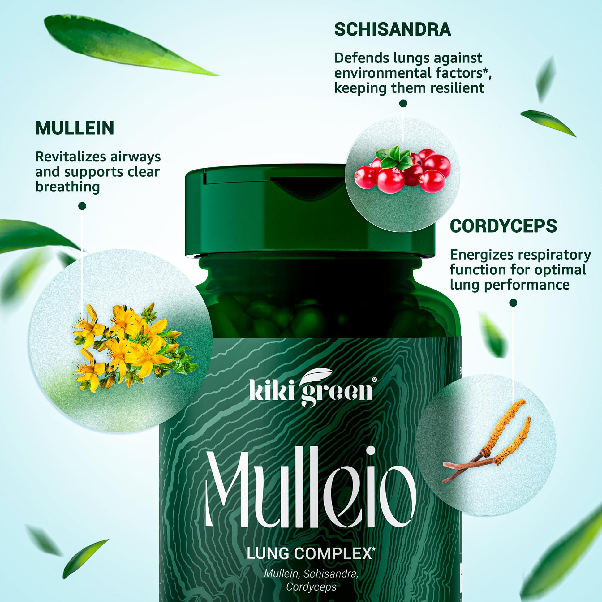 KIKI Green MULLEIO Lung Health Capsules: Herbal Supplement for Lung Cleanse, Better KIKI Green Au supplements