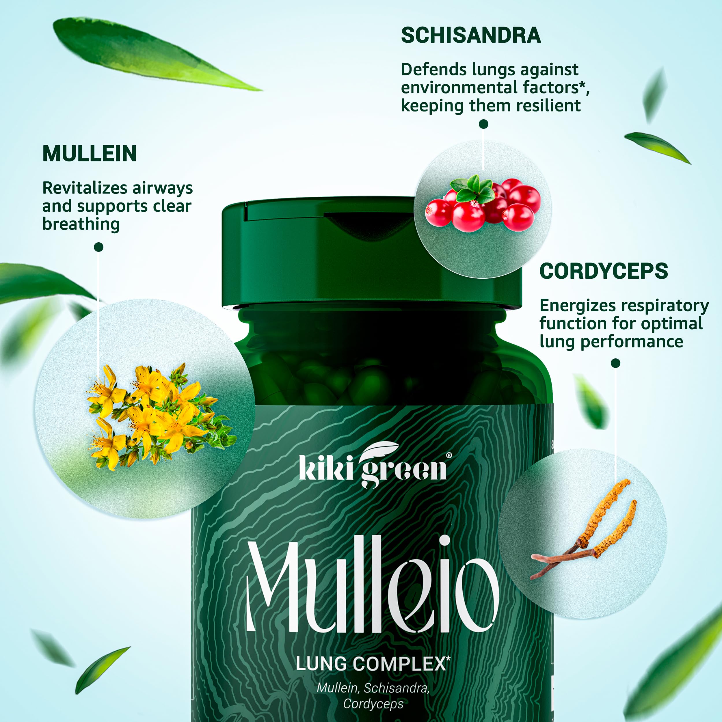 KIKI Green MULLEIO Lung Health Capsules: Herbal Supplement for Lung Cleanse, Better KIKI Green Au supplements