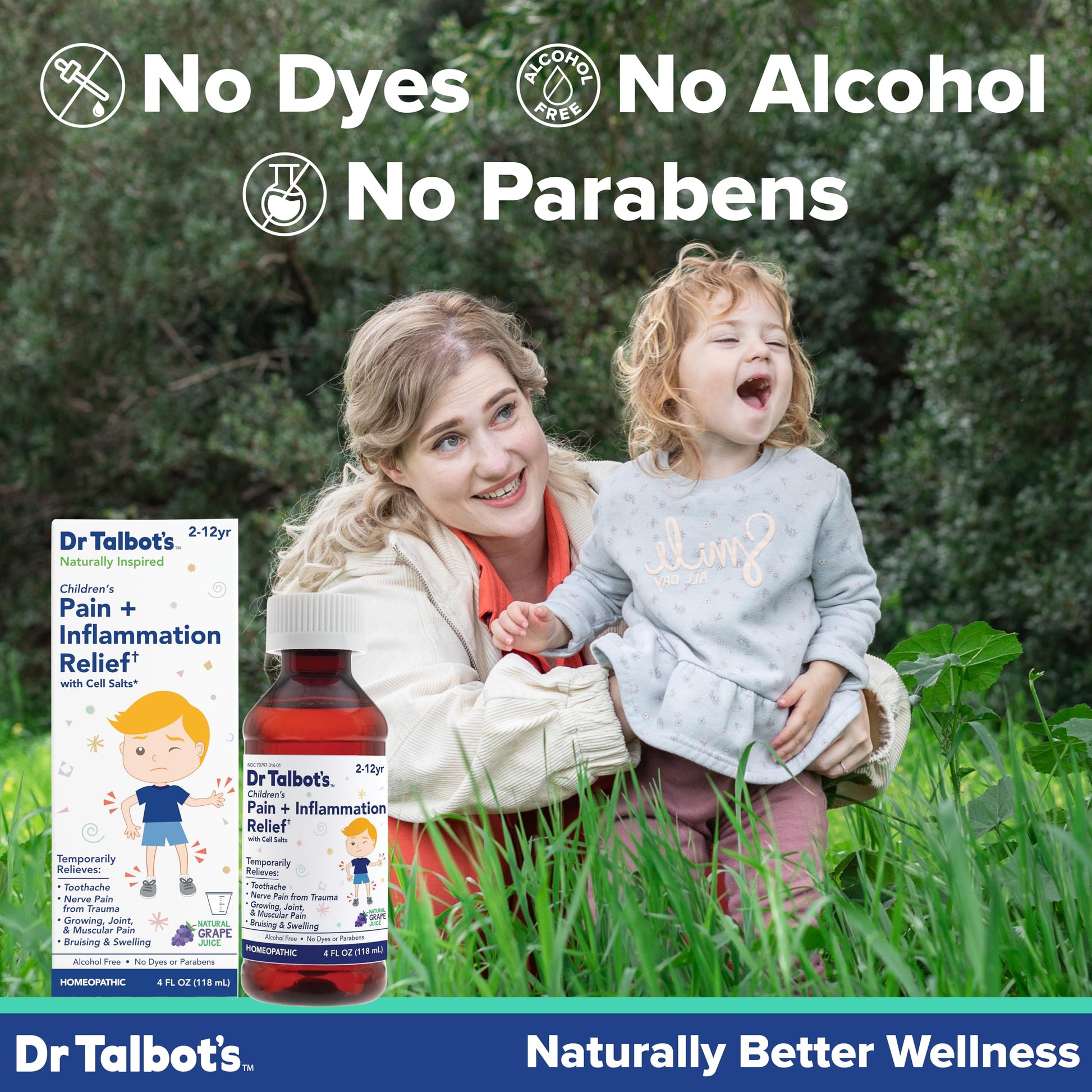 Dr. Talbot's Pain + Inflammation Relief Liquid Medicine for Children, Includes Dosage Cup, Grape Juice Flavor, 4 Fl Oz (Packaging May Vary) Dr. Talbot's Au supplements