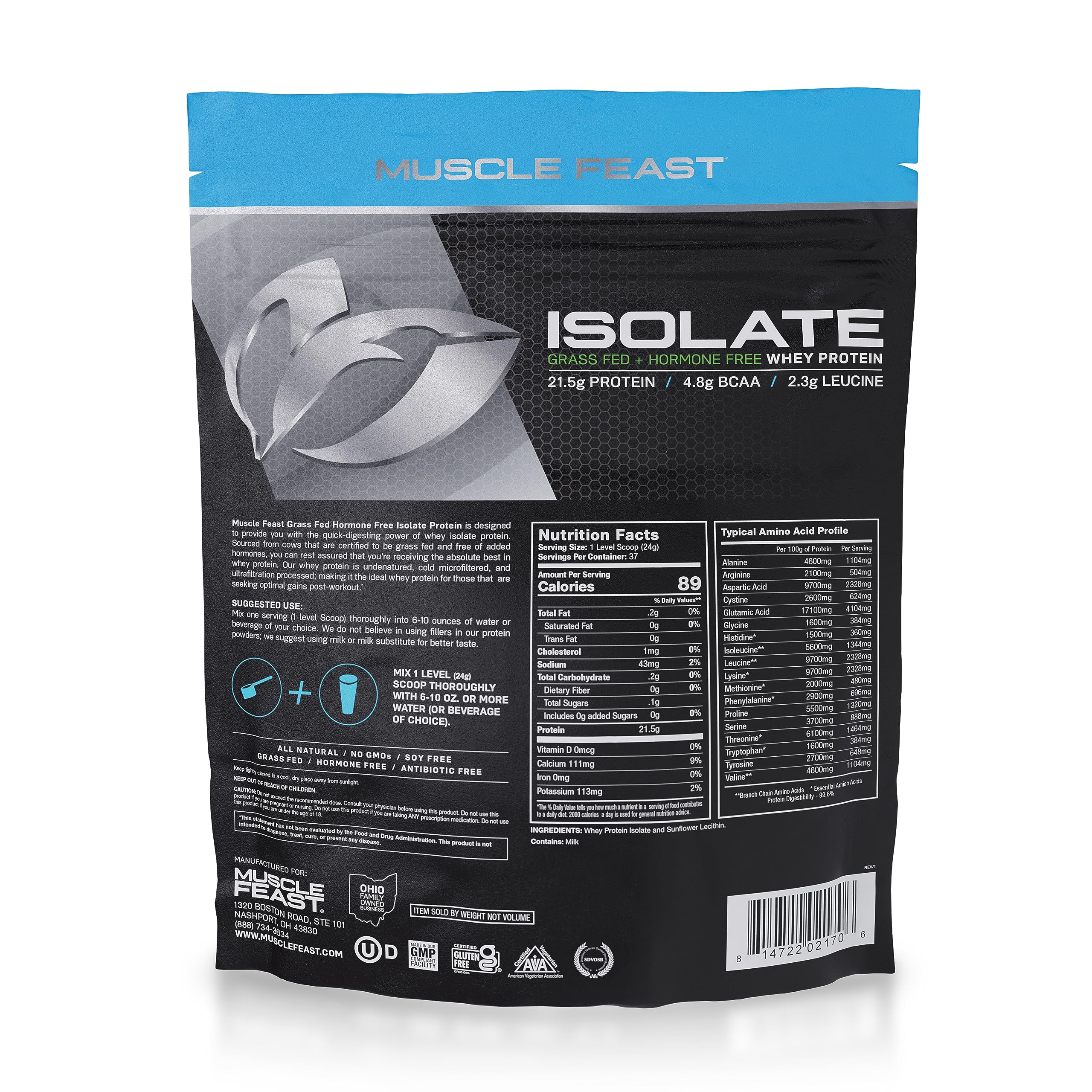 Muscle Feast Grass-Fed Whey Protein Isolate, All Natural Hormone Free Pasture Raised Muscle Feast Au supplements