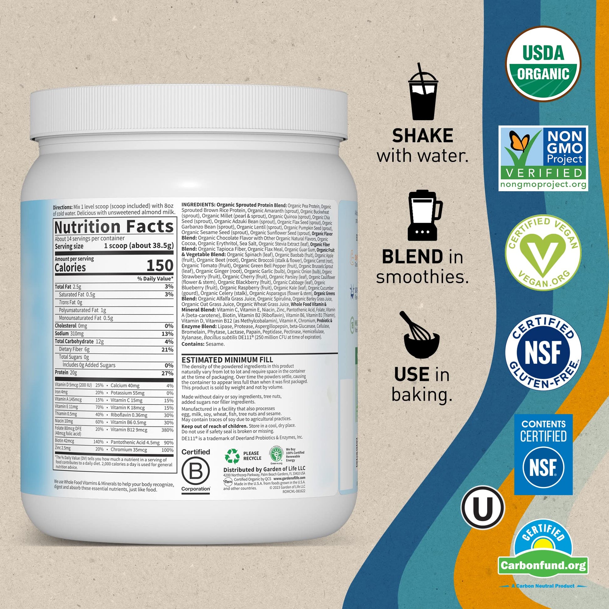 Garden of Life Vegan Protein Powder - Raw Organic Meal Replacement Shakes Garden of Life Au supplements