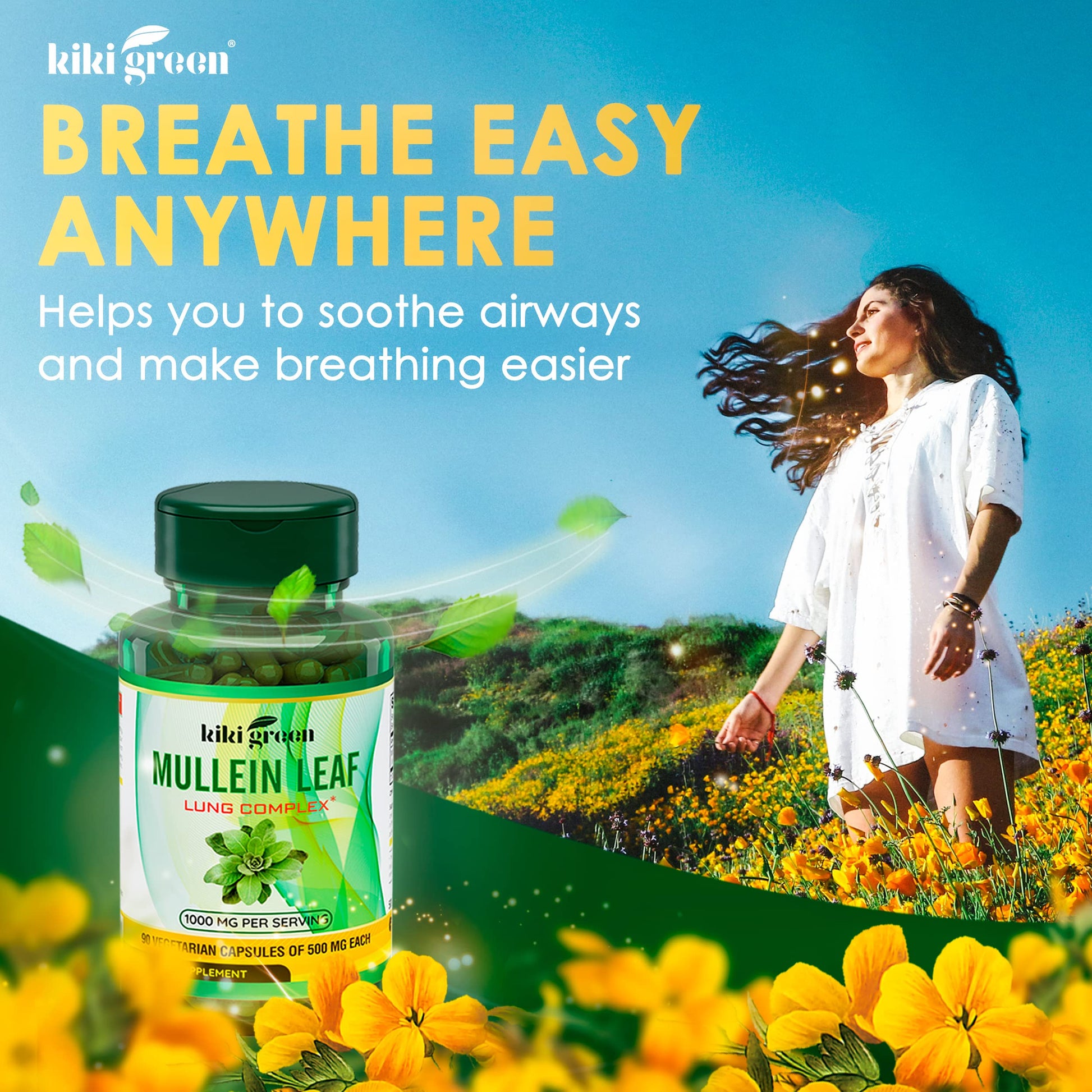 KIKI Green Mullein Leaf Extract Capsules - Herbal Respiratory Supplement - for Lung Cleans KIKI Green Au supplements