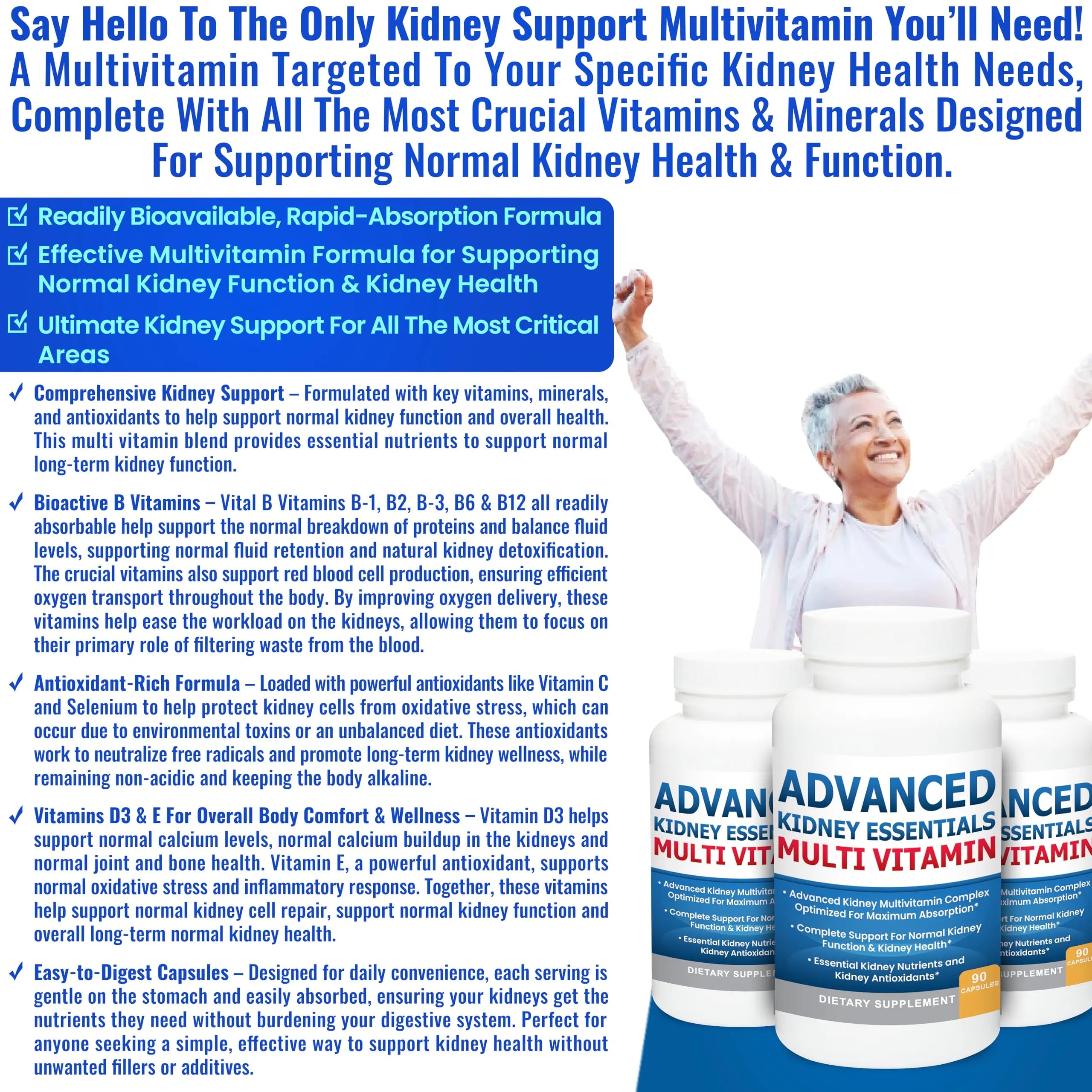 Advanced Kidney Essentials Multivitamin. Kidney Support Supplement for Complete Kidney Health. Kidney Health Supplement Kidney Restore Au supplements