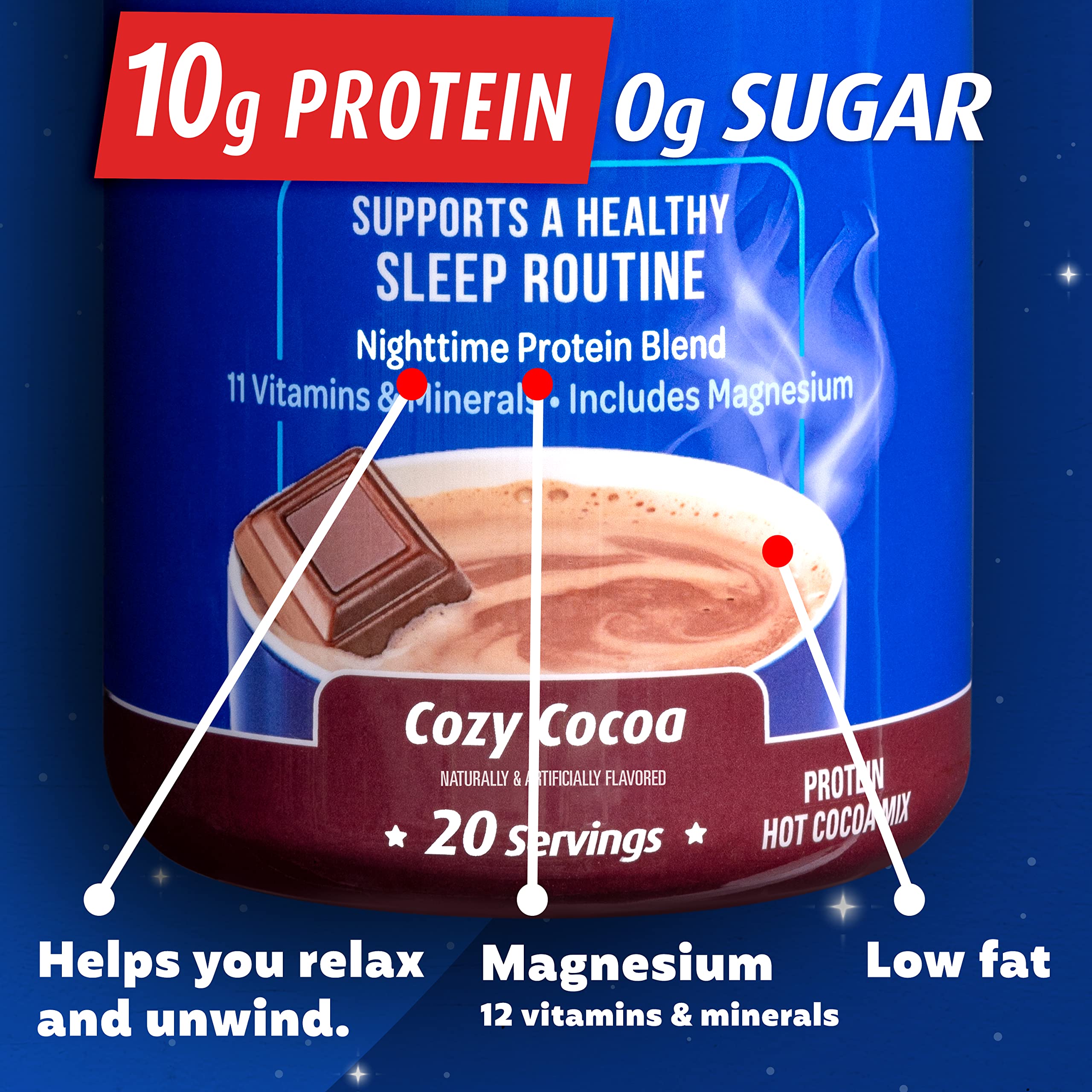 Premier Protein Good Night Protein Powder, Hot Cocoa Mix, 10g Protein, 0g Sugar Premier Protein Au supplements