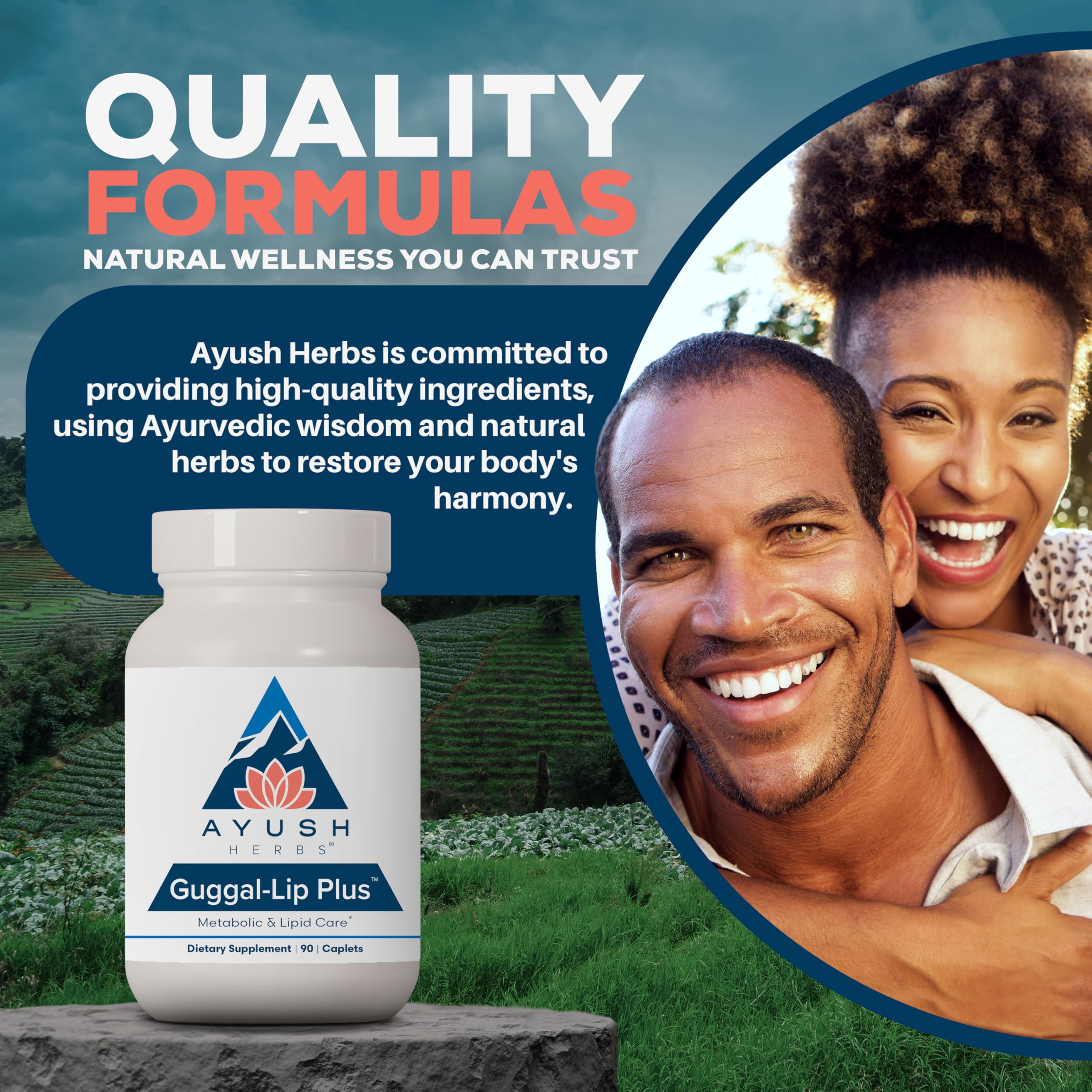 Ayush Herbs Guggal-Lip Plus - Metabolic Vitamins for Women & Men, Daily Pill, Pure & Natural Metabolic Health Supplement with Guggul - 90 Vegetarian Caplets (1 Count) Ayush Herbs Au supplements