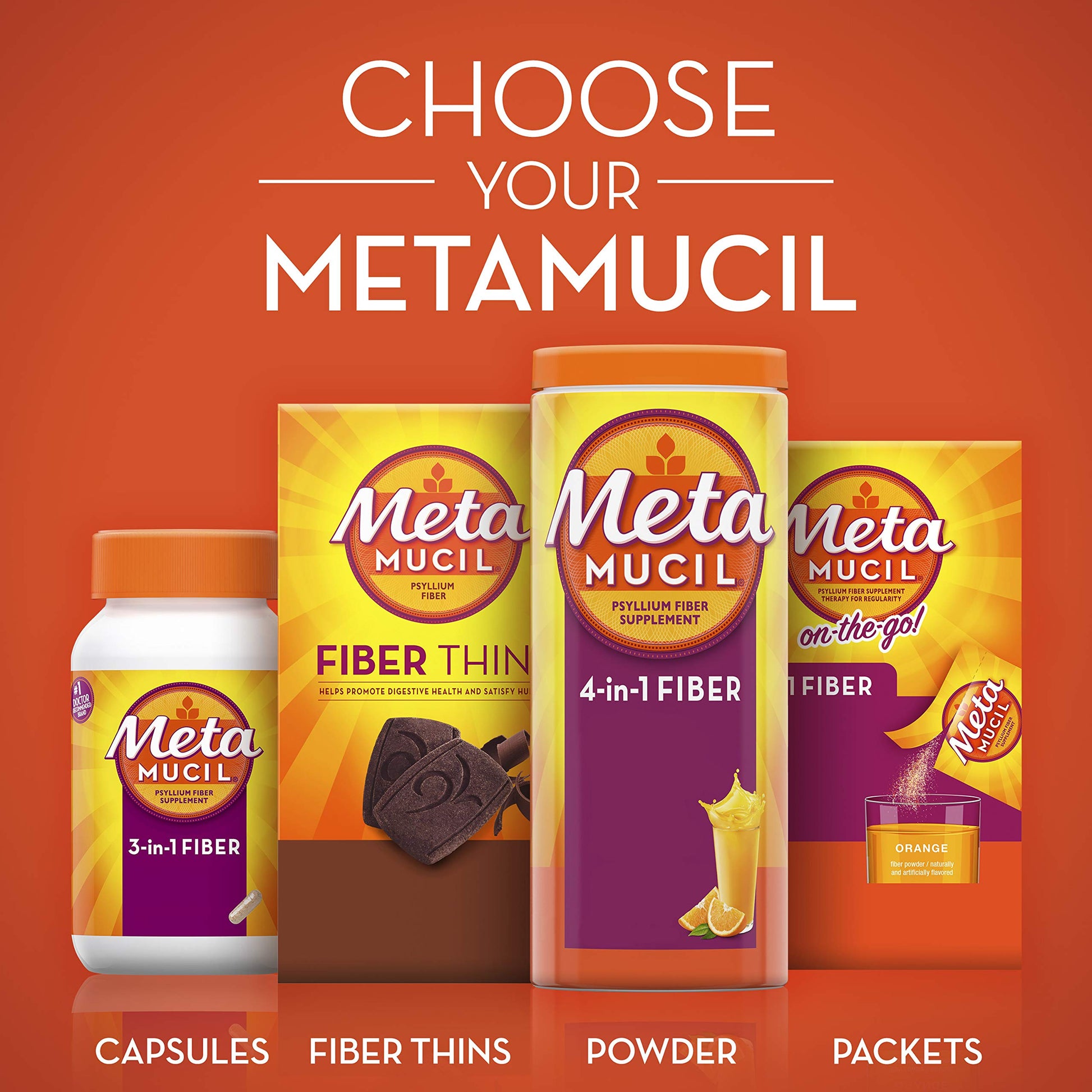 Metamucil, Daily Psyllium Husk Powder Supplement with Real Sugar, 4-in-1 Fiber Metamucil Au supplements
